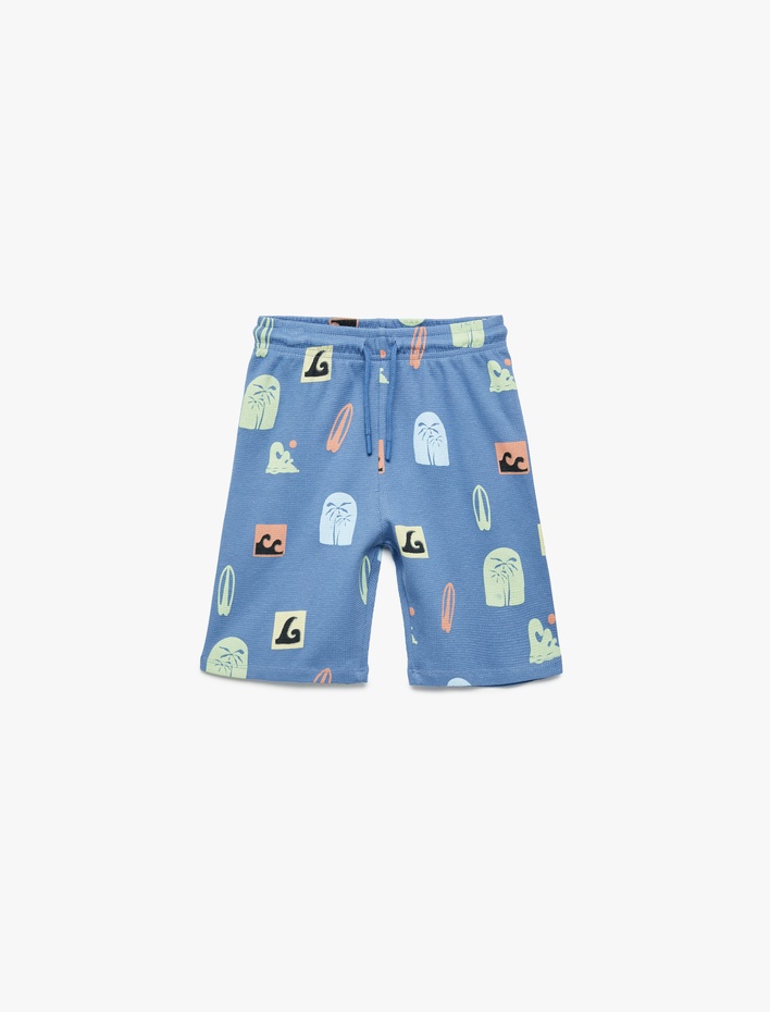 Erkek Çocuk Pamuklu Beli Lastikli Sörf Baskılı Şort