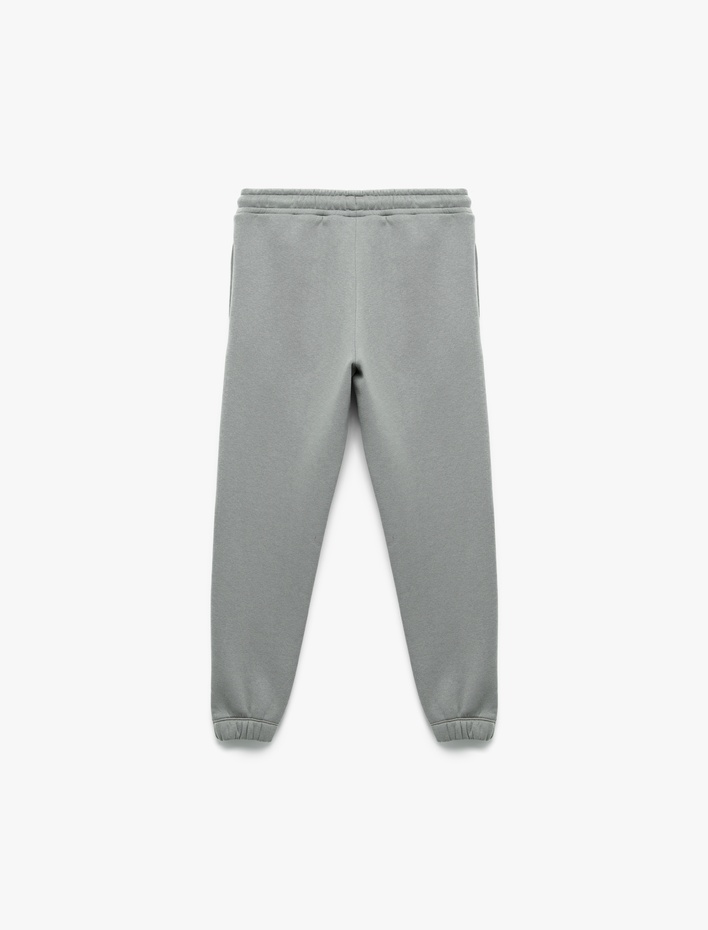 Erkek Çocuk Beli Bağcıklı Cep Detaylı Pamuklu Şardonlu Basic Eşofman Altı