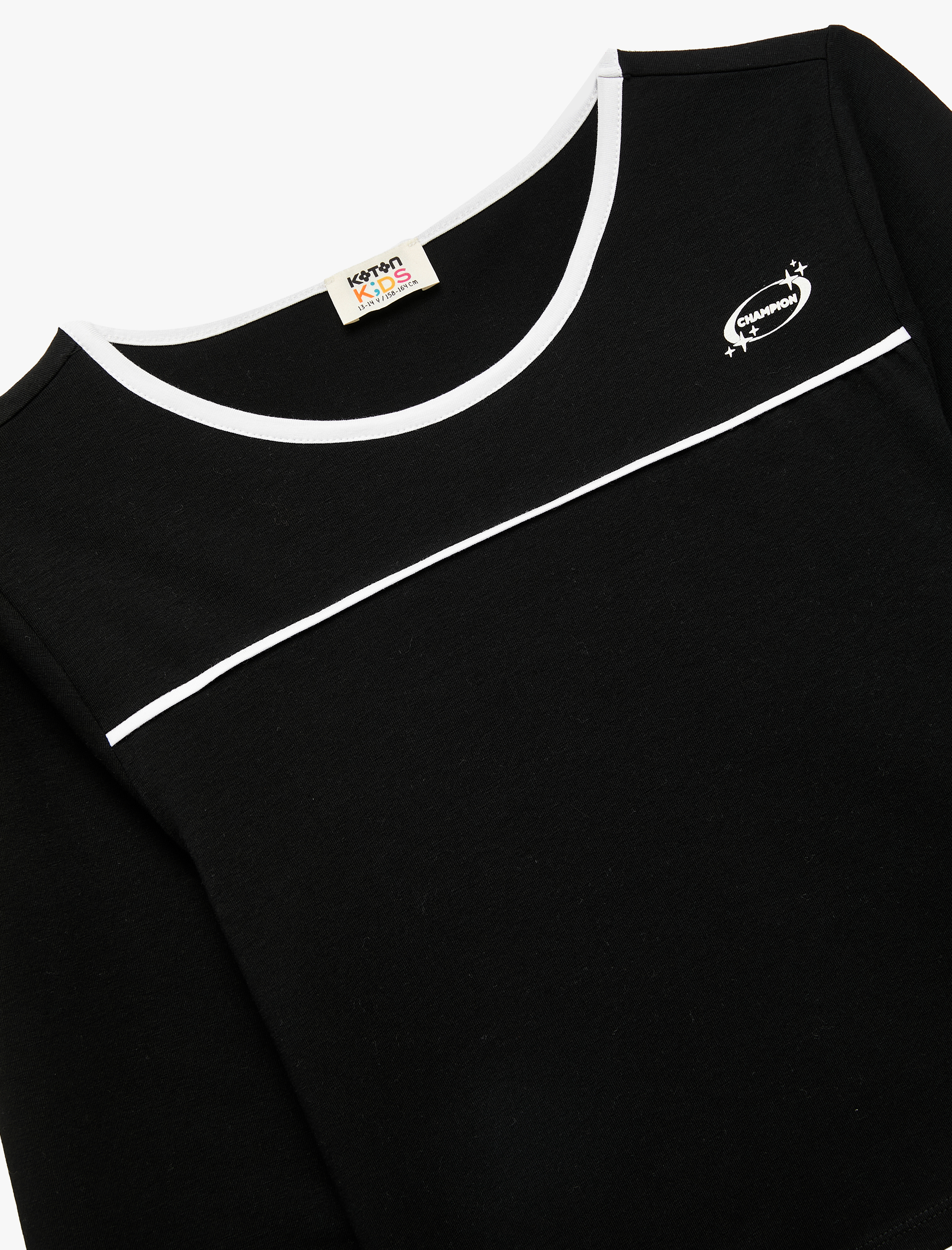  Kız Çocuk Pamuklu Uzun Kollu Bisiklet Yaka Crop Tişört