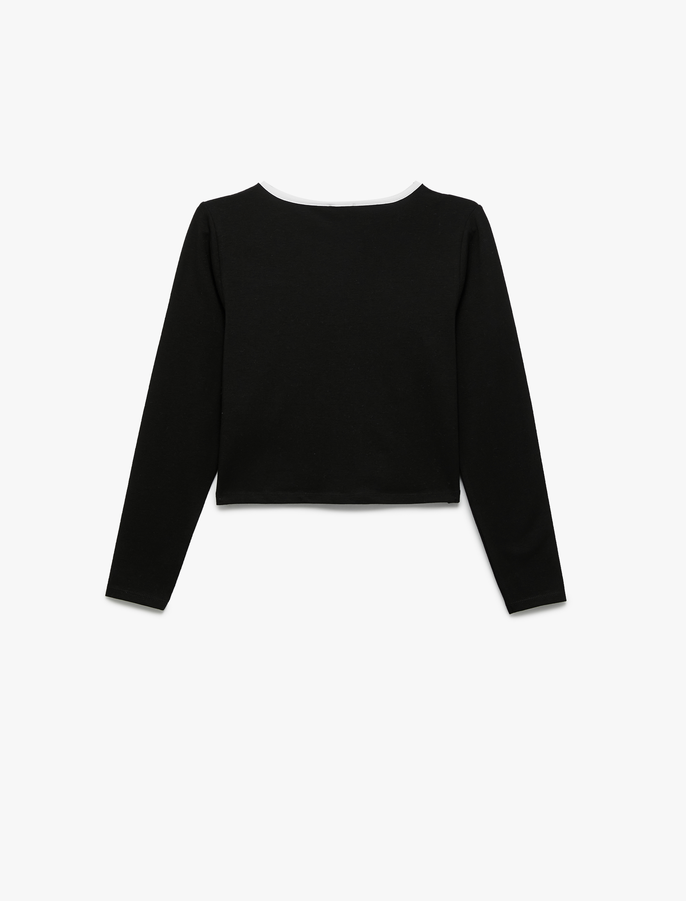  Kız Çocuk Pamuklu Uzun Kollu Bisiklet Yaka Crop Tişört