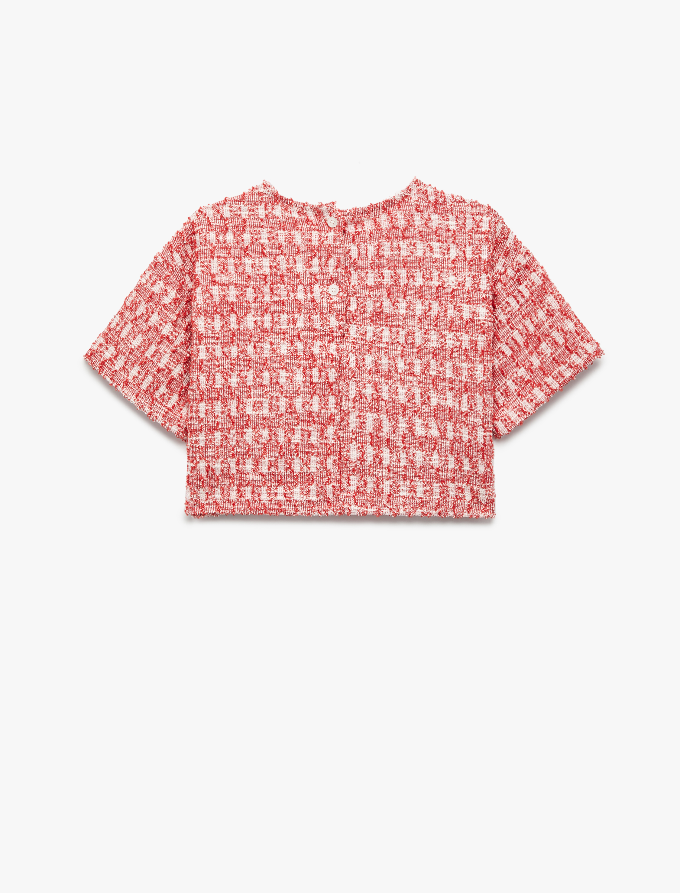  Kız Çocuk Kısa Kollu Bisiklet Yaka Dokulu Bluz