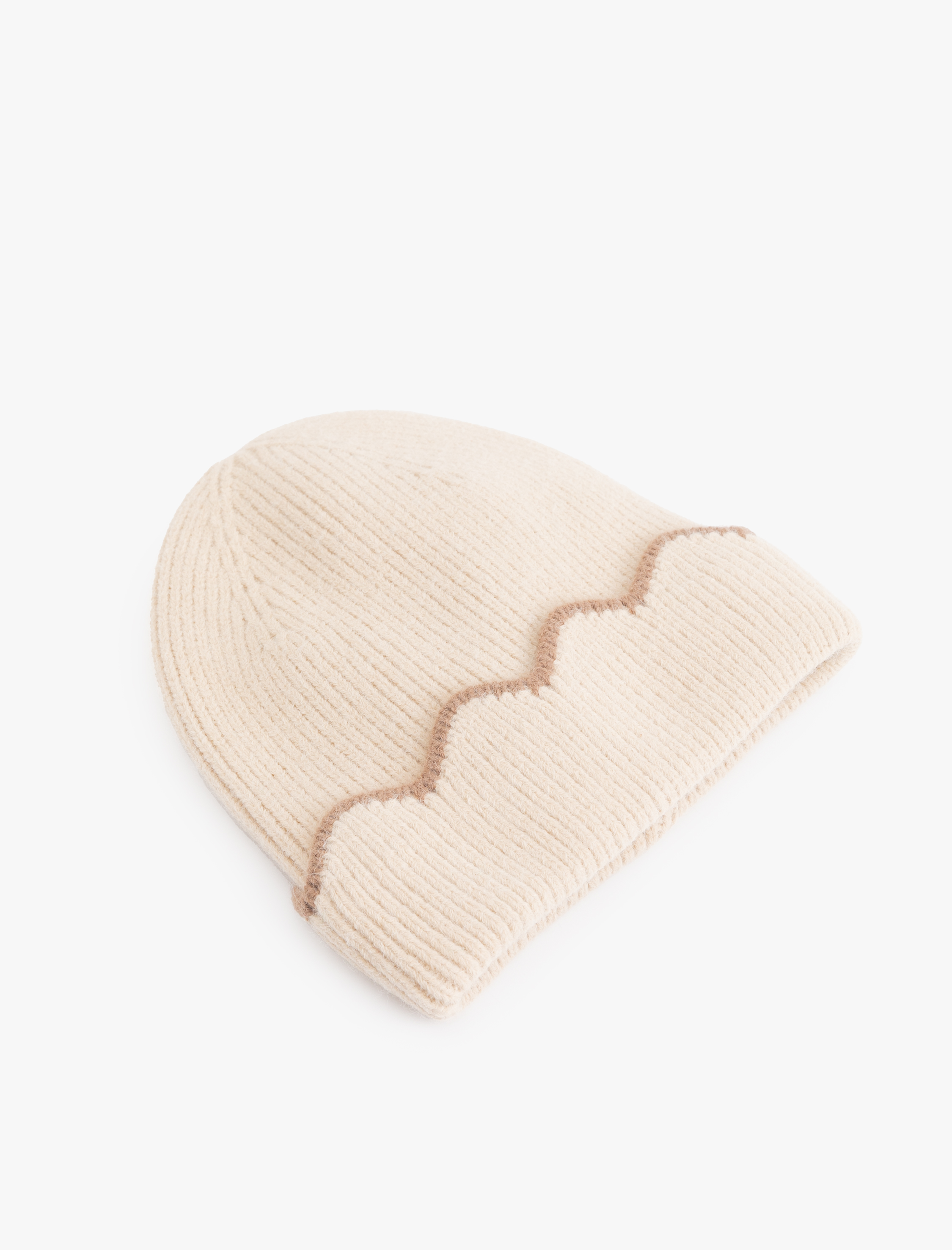 Kadın Dikiş Detaylı Katlı Örgü Bere