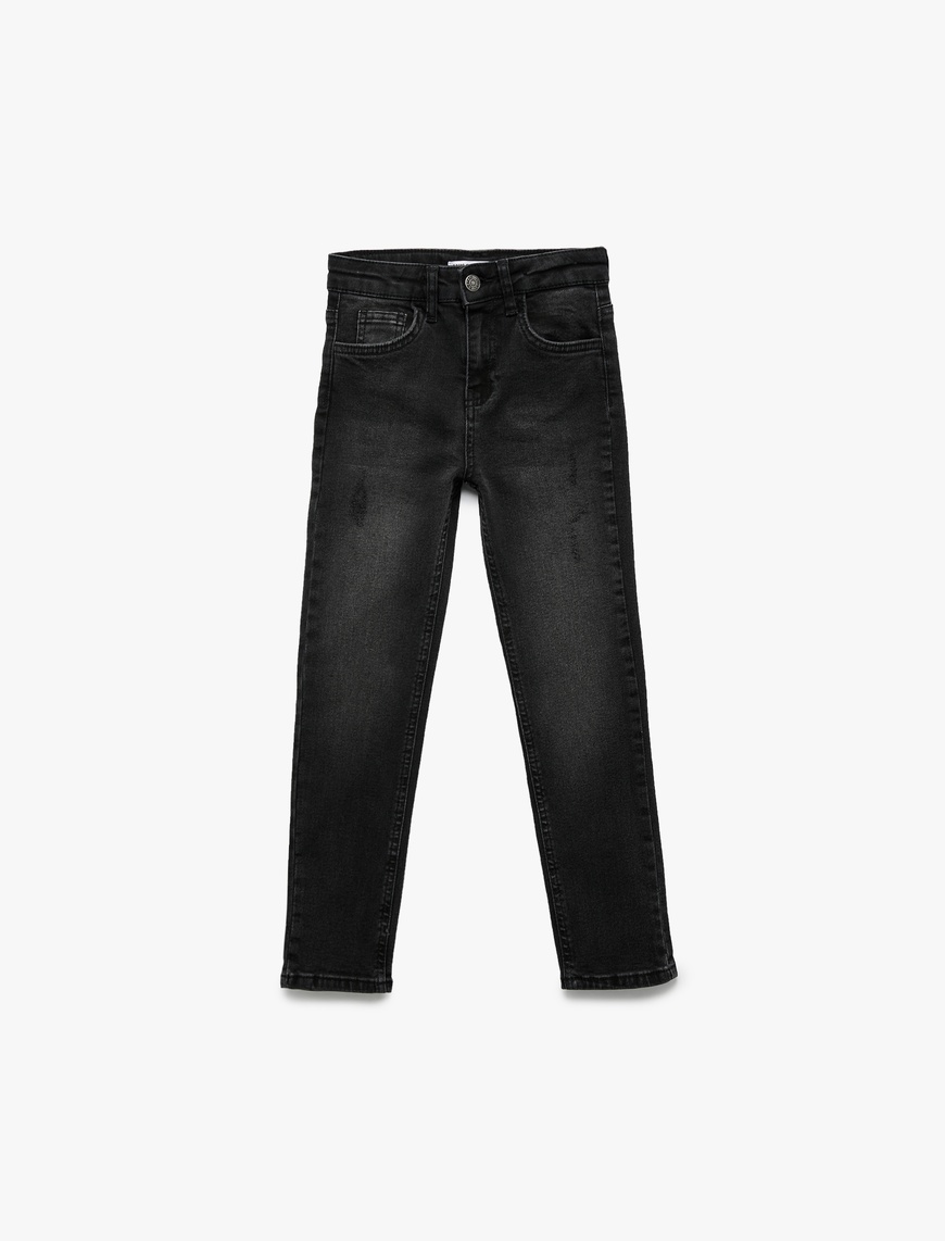  Erkek Çocuk Pamuklu Cepli Slim Fit Denim Pantolon