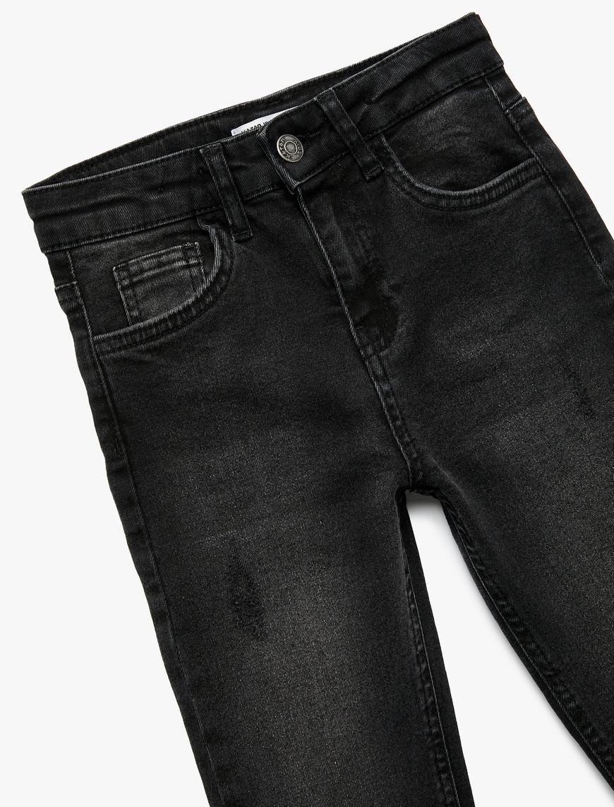  Erkek Çocuk Pamuklu Cepli Slim Fit Denim Pantolon