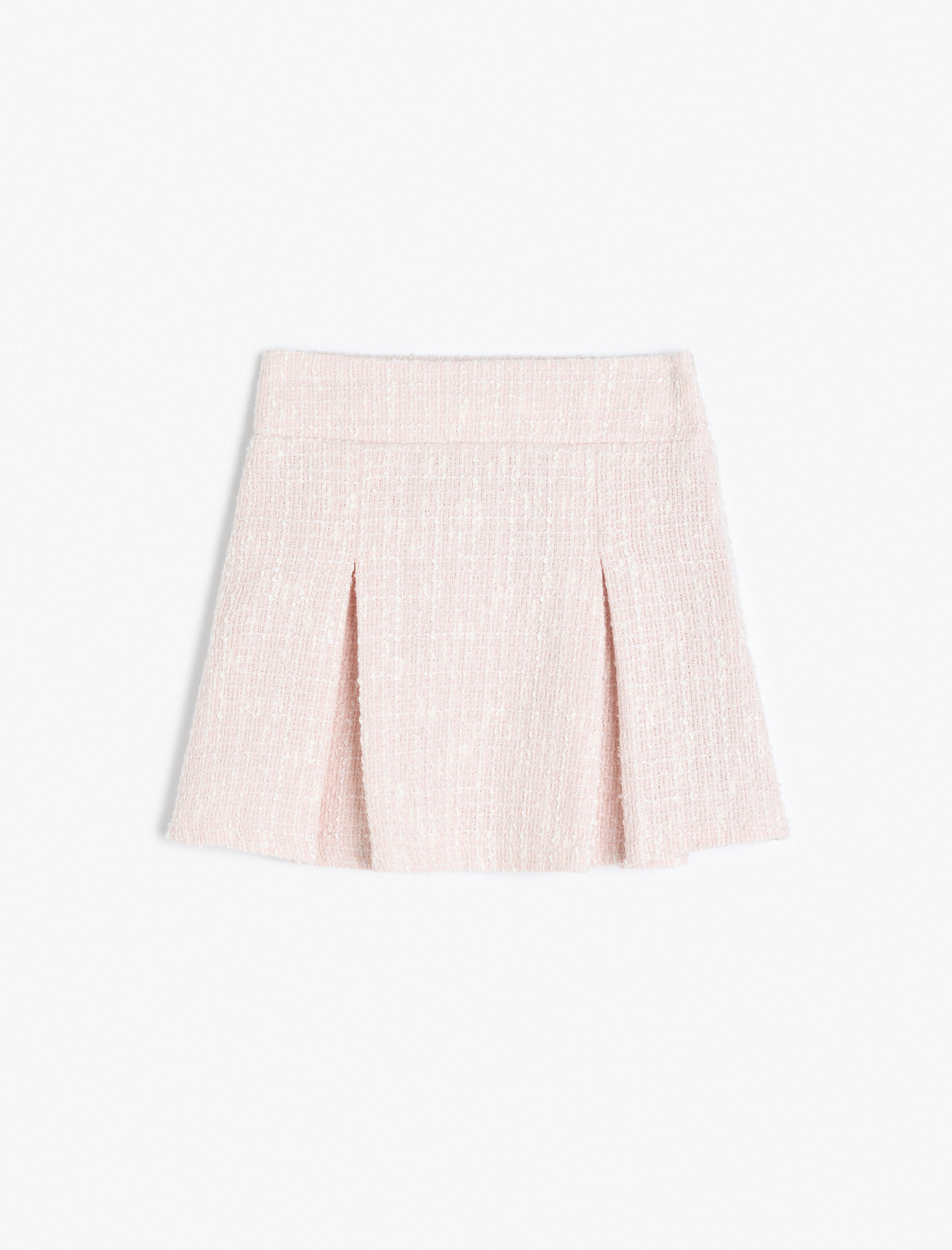  Kız Çocuk Pile Detaylı Mini Tüvit Etek