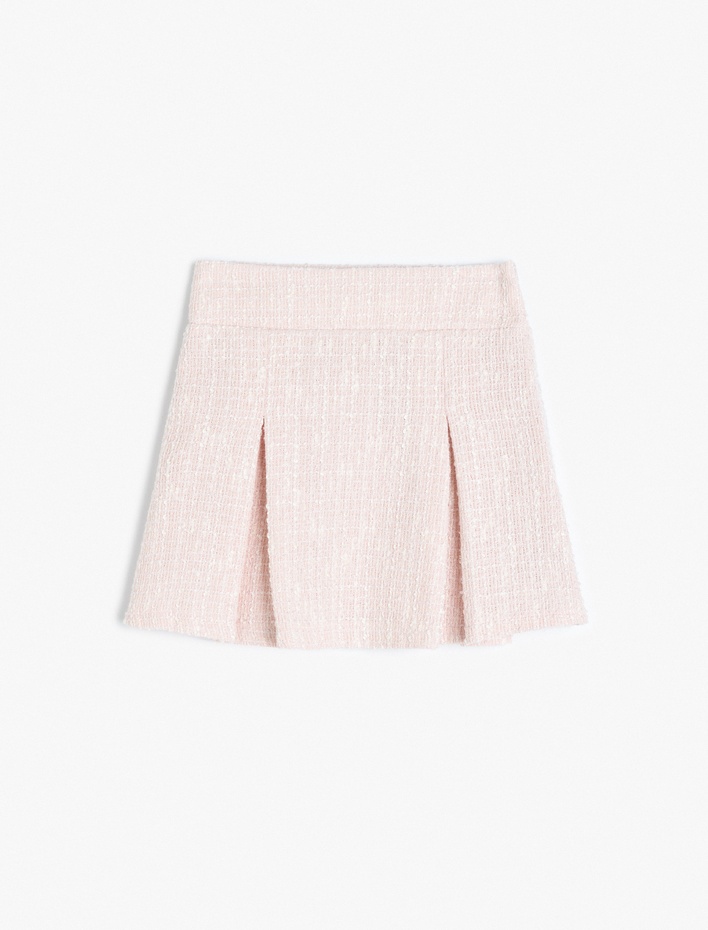 Kız Çocuk Pile Detaylı Mini Tüvit Etek