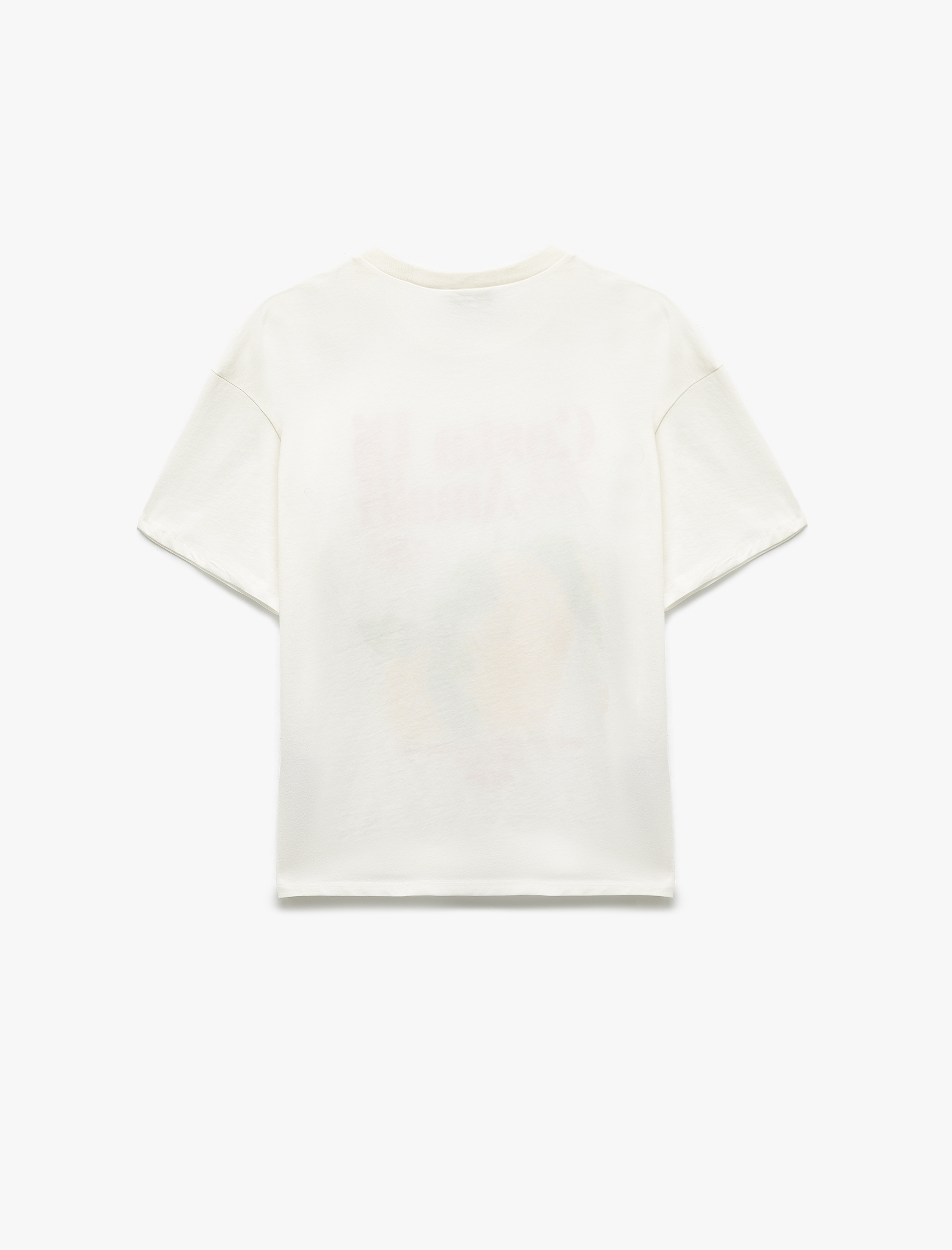   Pamuklu Bisiklet Yaka Kısa Kollu Limon Baskılı Oversize Tişört