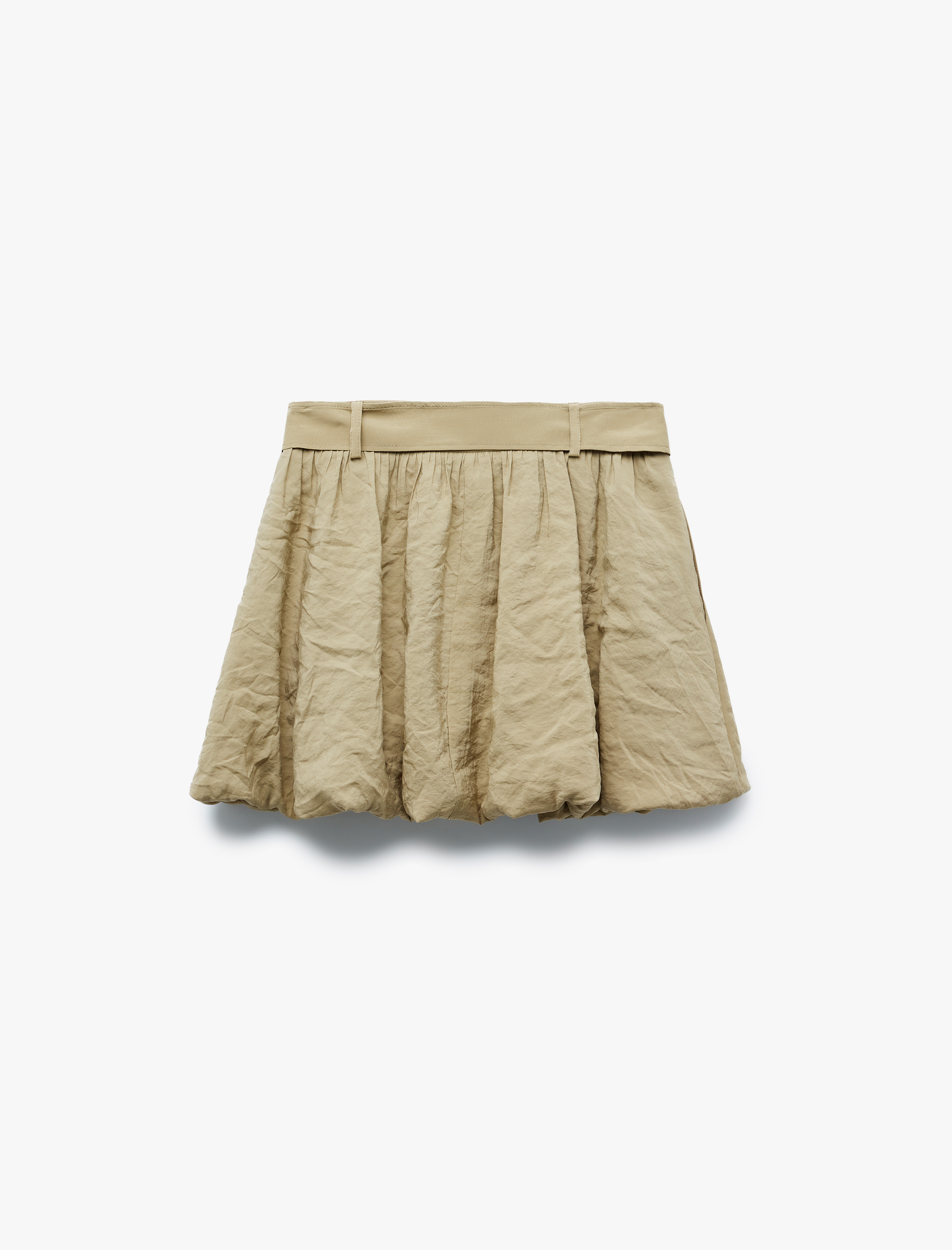   Astarlı Modal Kumaş Kemer Detaylı Mini Balon Etek