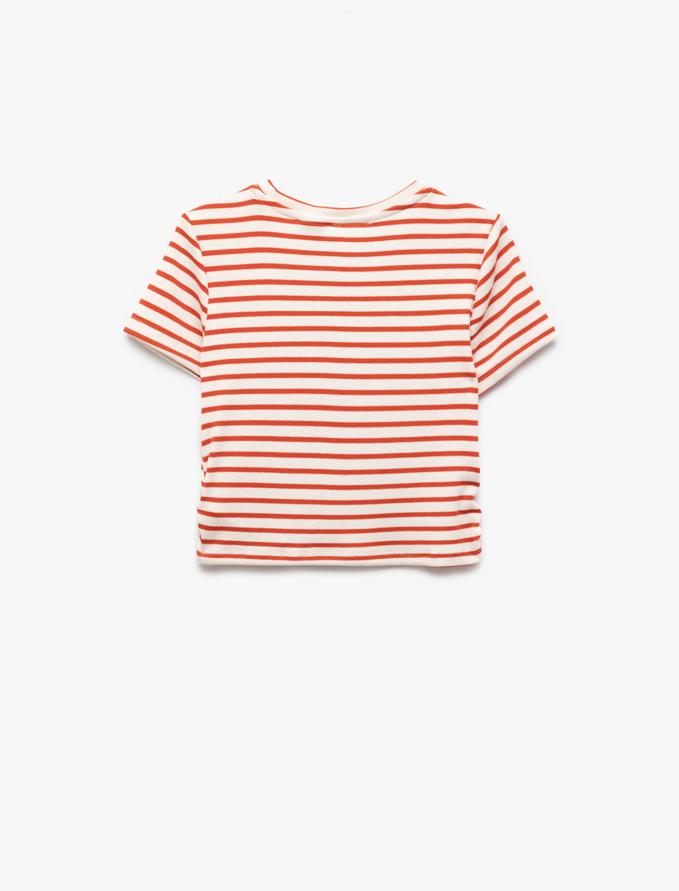  Kız Çocuk Minnie Mouse Baskılı Lisanslı Çizgili Kısa Kollu Crop Tişört