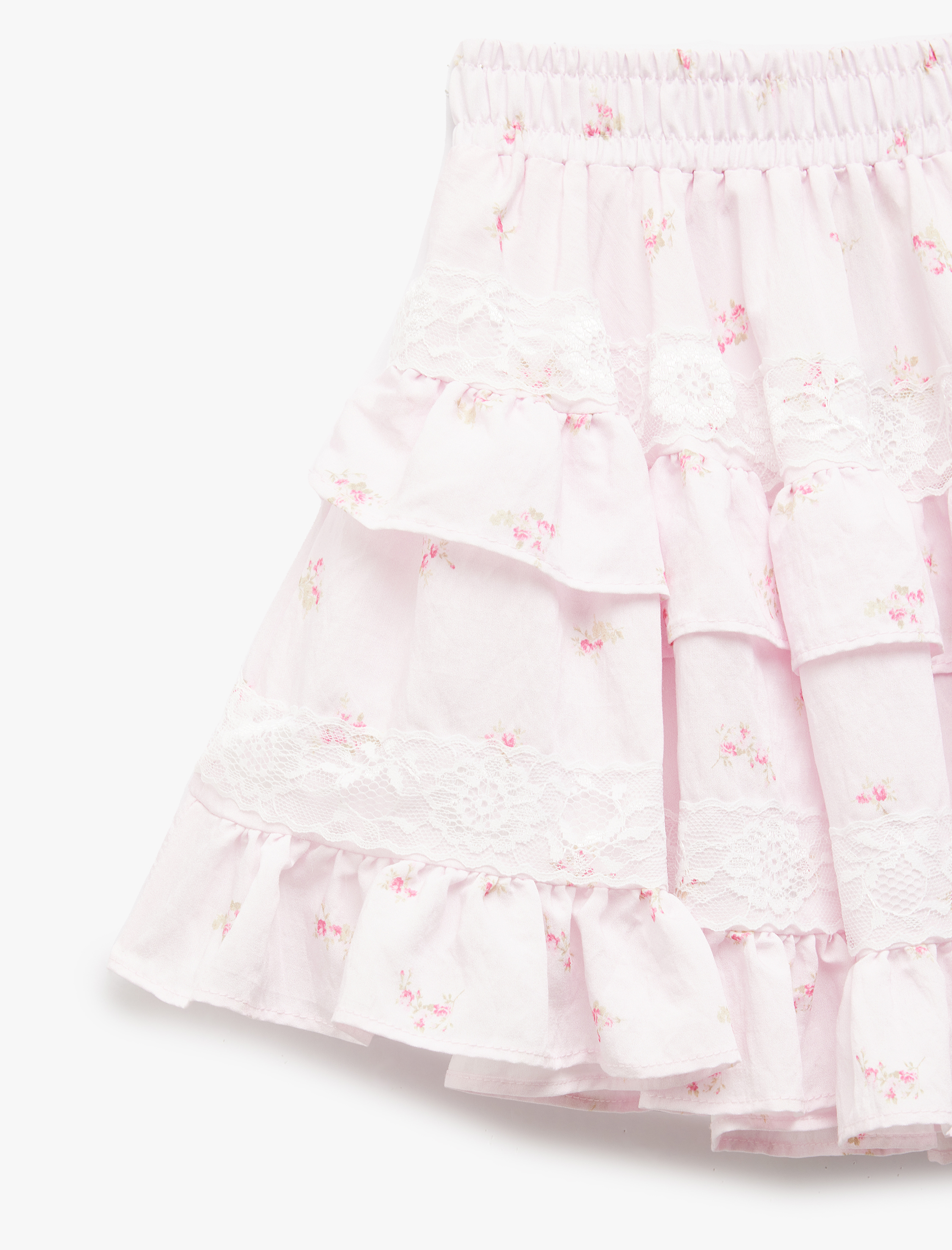  Kız Çocuk Fırfır Detaylı Katmanlı Viskon Etek