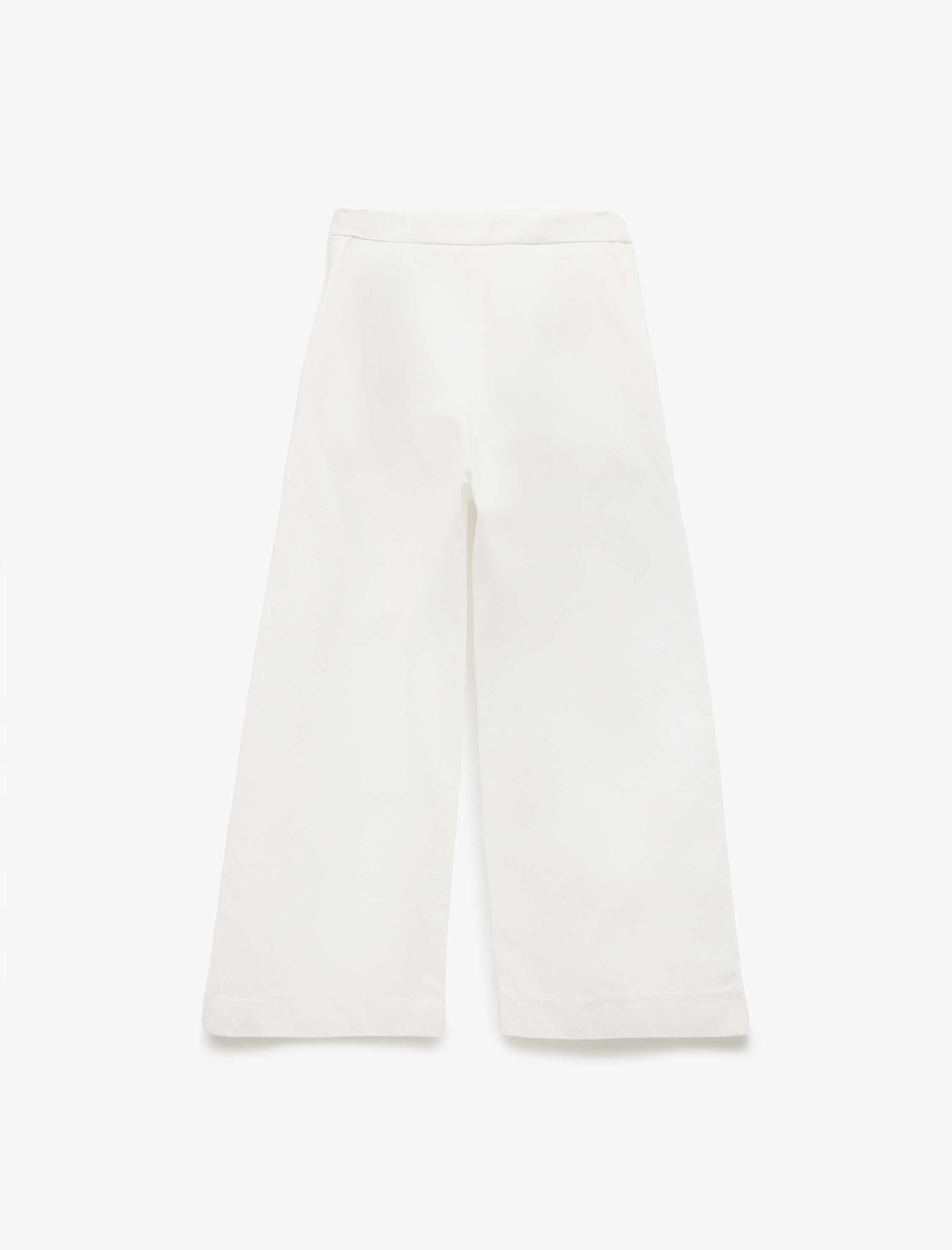  Kız Çocuk Pamuklu Düğme Detaylı Geniş Paça Pantolon