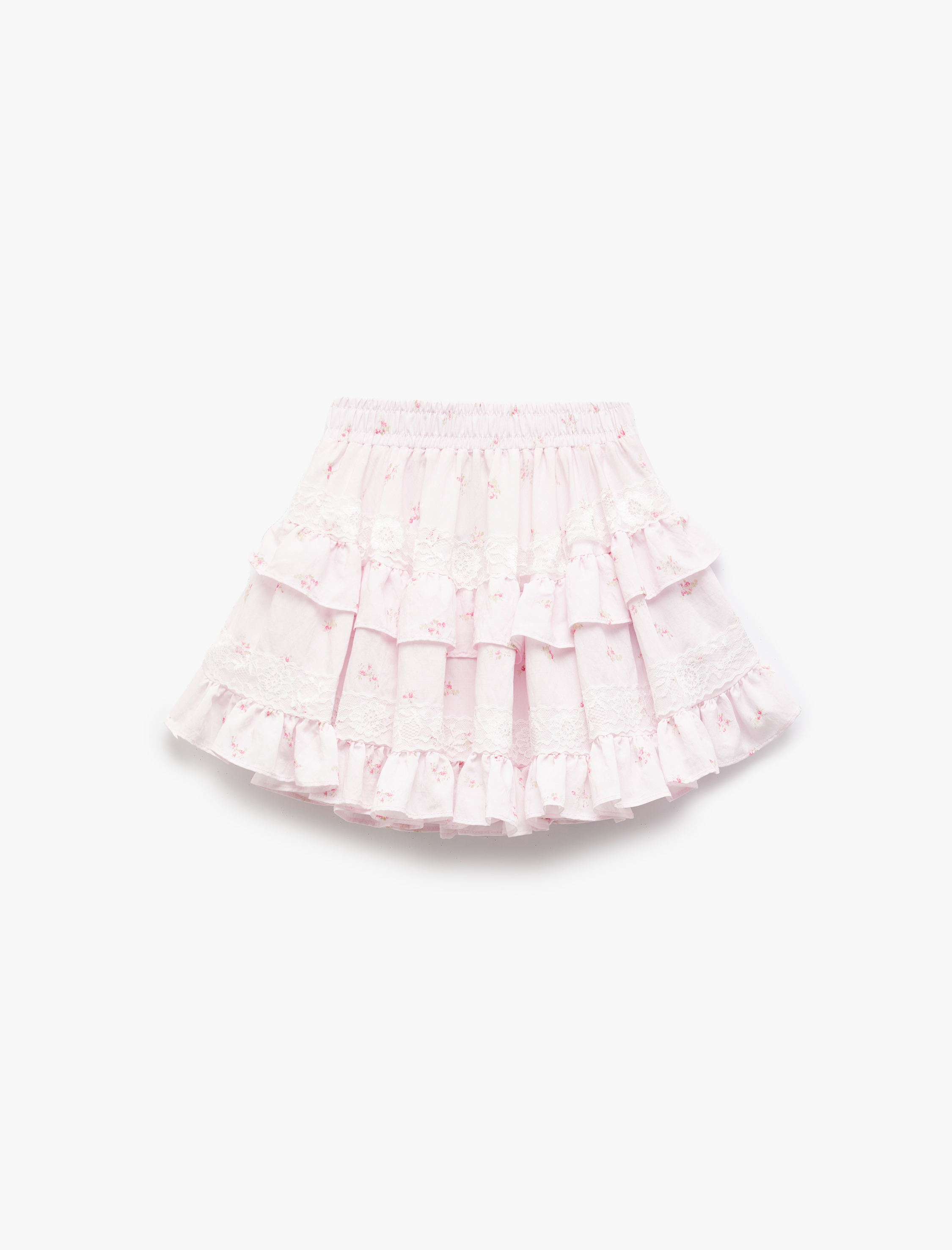  Kız Çocuk Fırfır Detaylı Katmanlı Viskon Etek