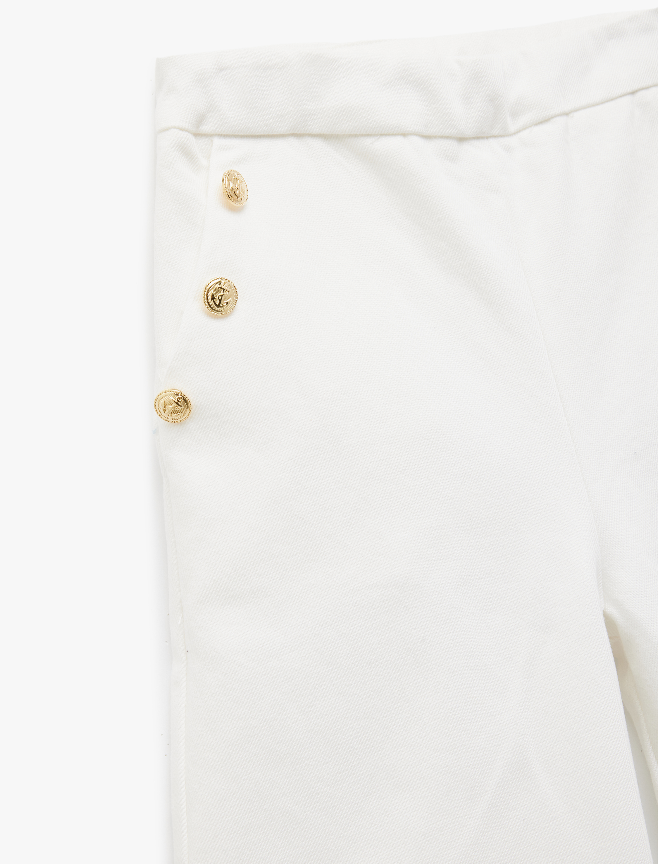  Kız Çocuk Pamuklu Düğme Detaylı Geniş Paça Pantolon