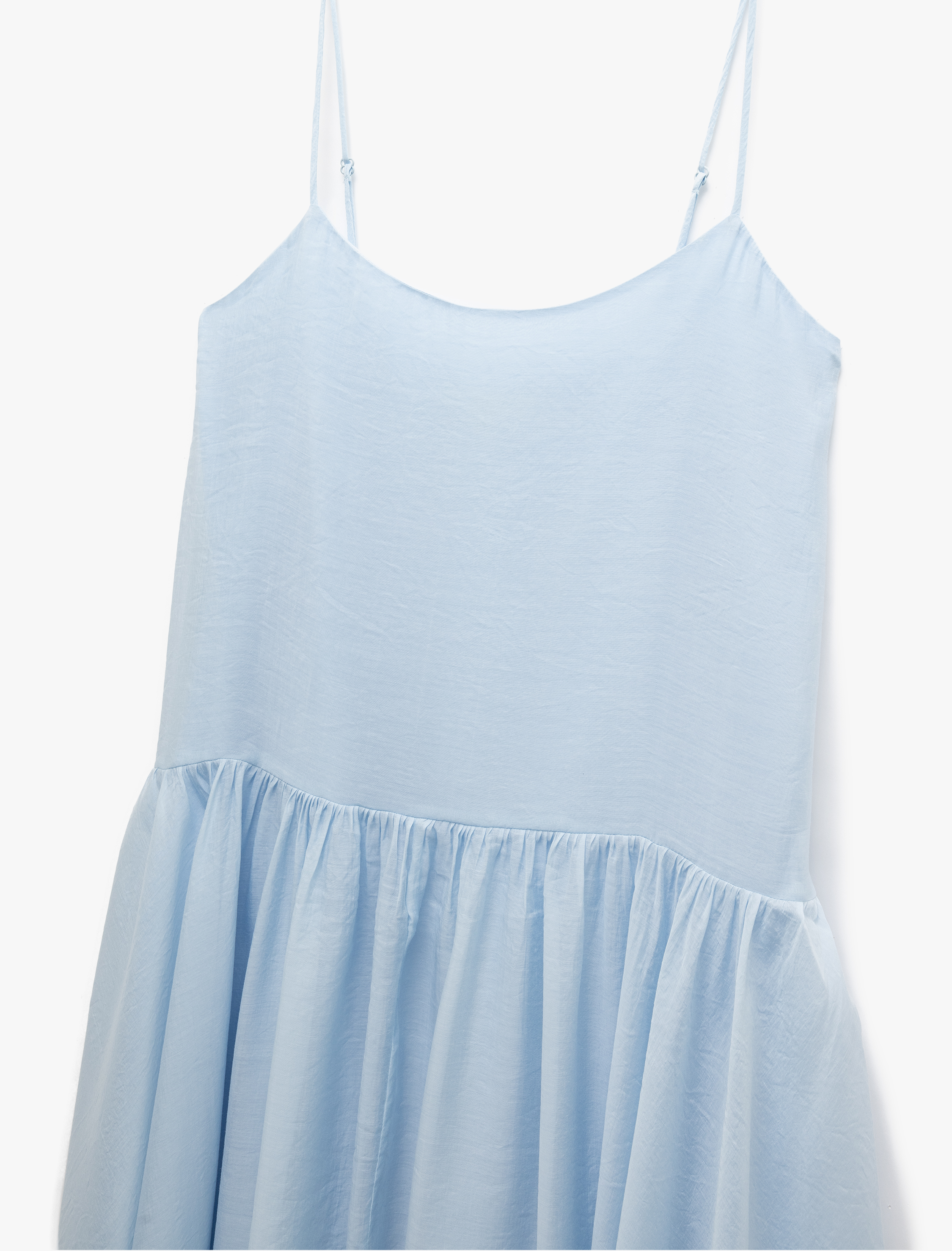 Kolsuz Pamuk Astarlı Uzun İnce Askılı Kloş Elbise