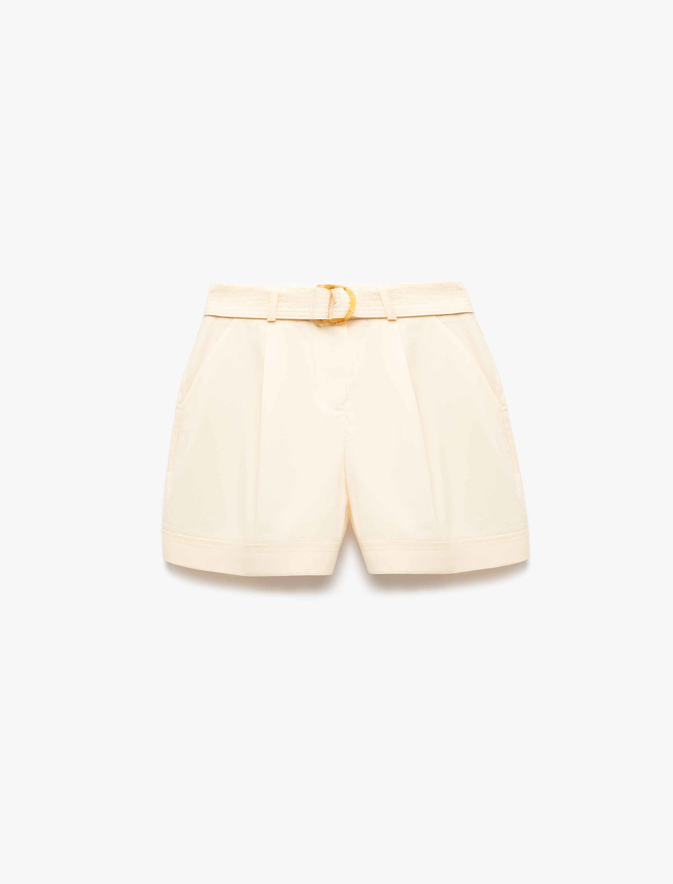   Pamuklu Kemerli Pile Detaylı Cepli Mini Şort