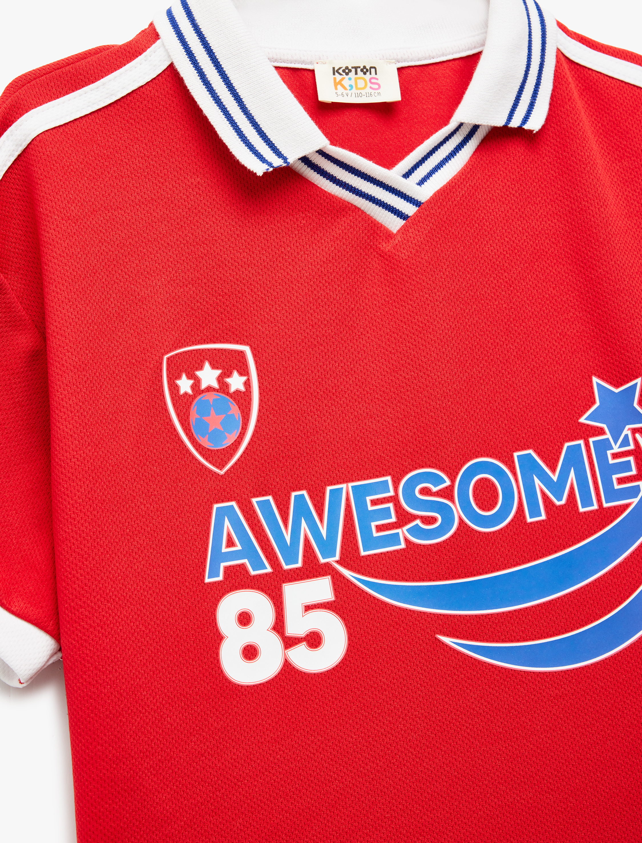 Kız Çocuk Baskılı Renk Bloklu Kısa Kollu Polo Yaka Tişört