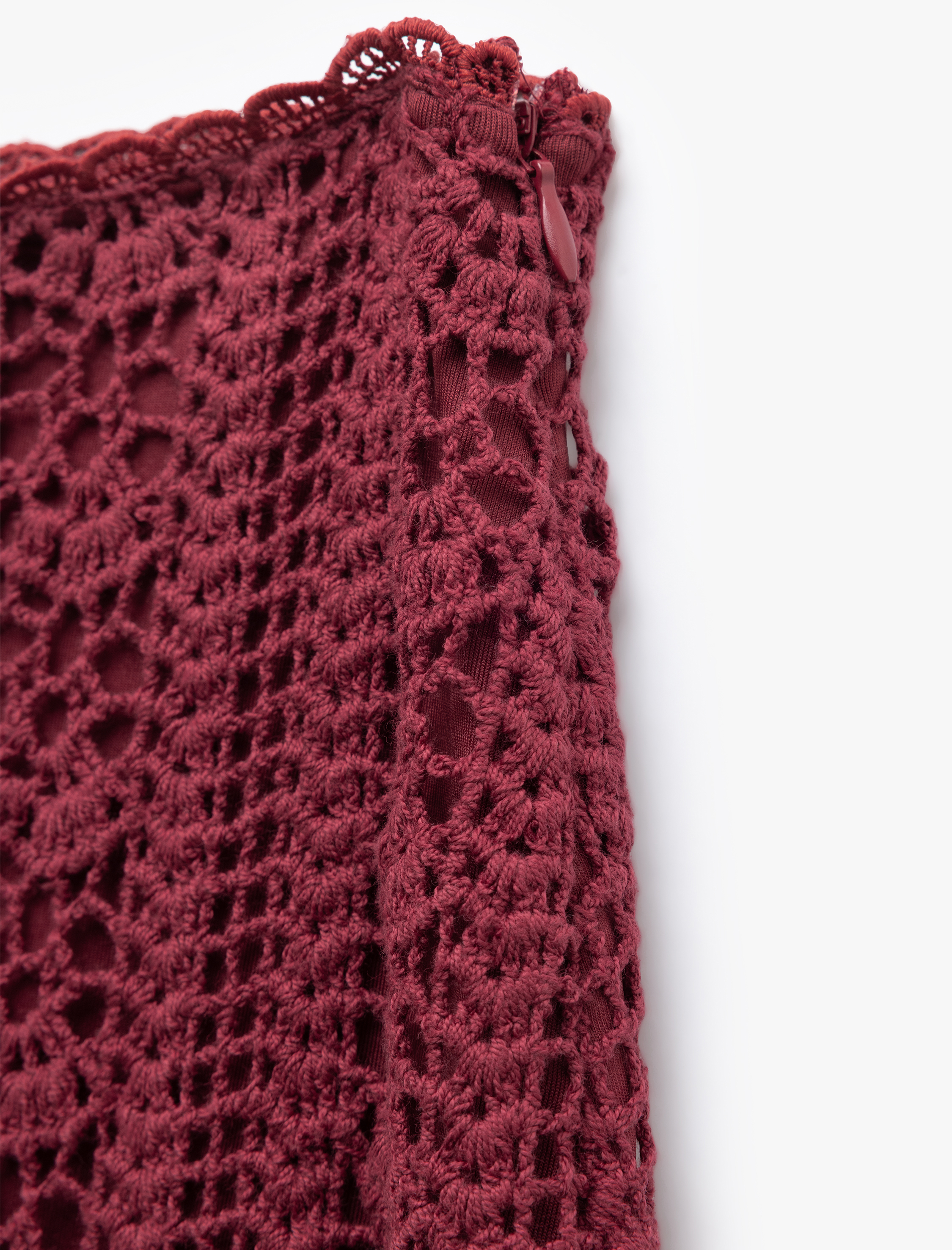   Pamuklu Slim Fit Ajurlu Midi Boy Kroşe Etek