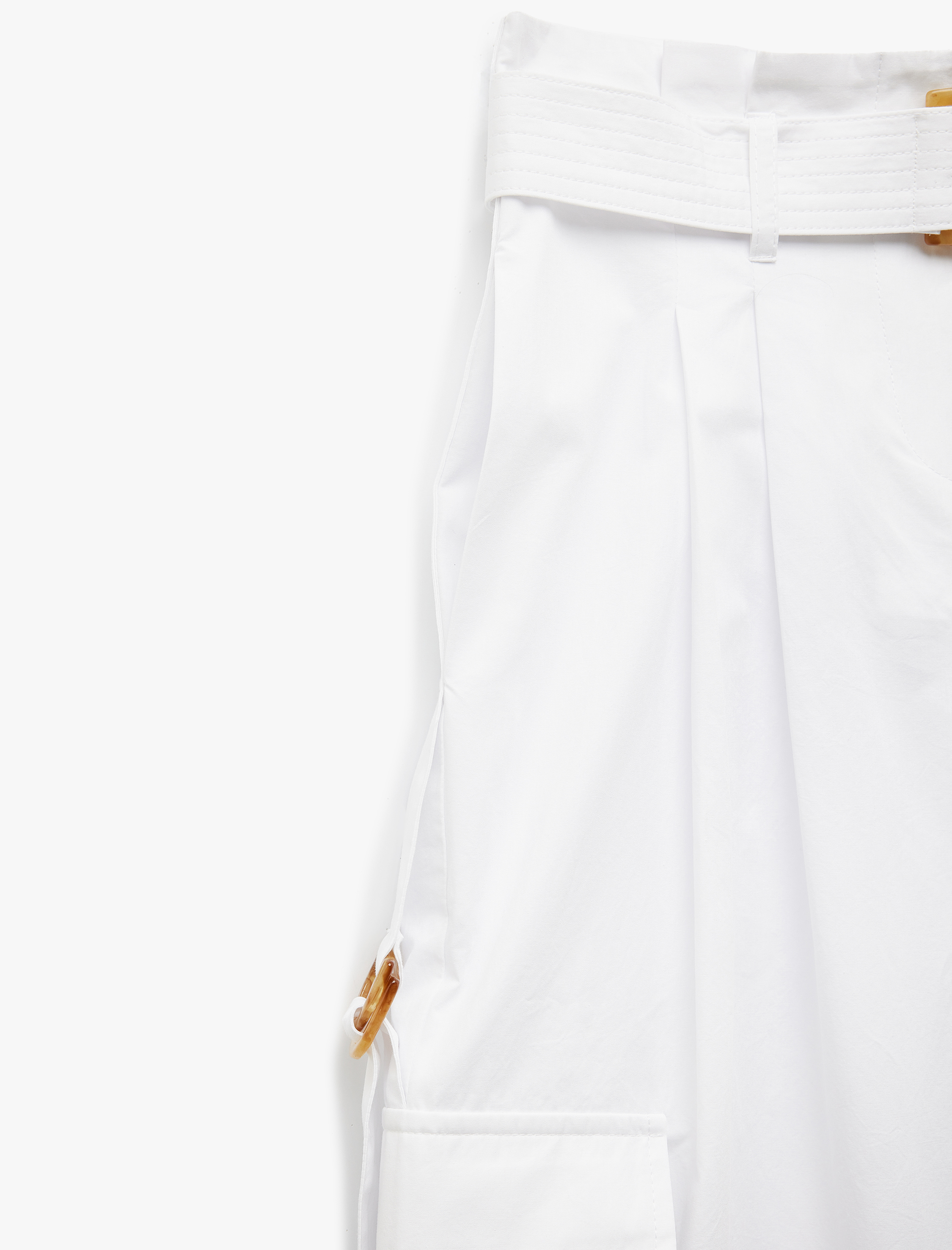   Pamuklu Kemerli Kargo Cep Detaylı Geniş Paça Pantolon