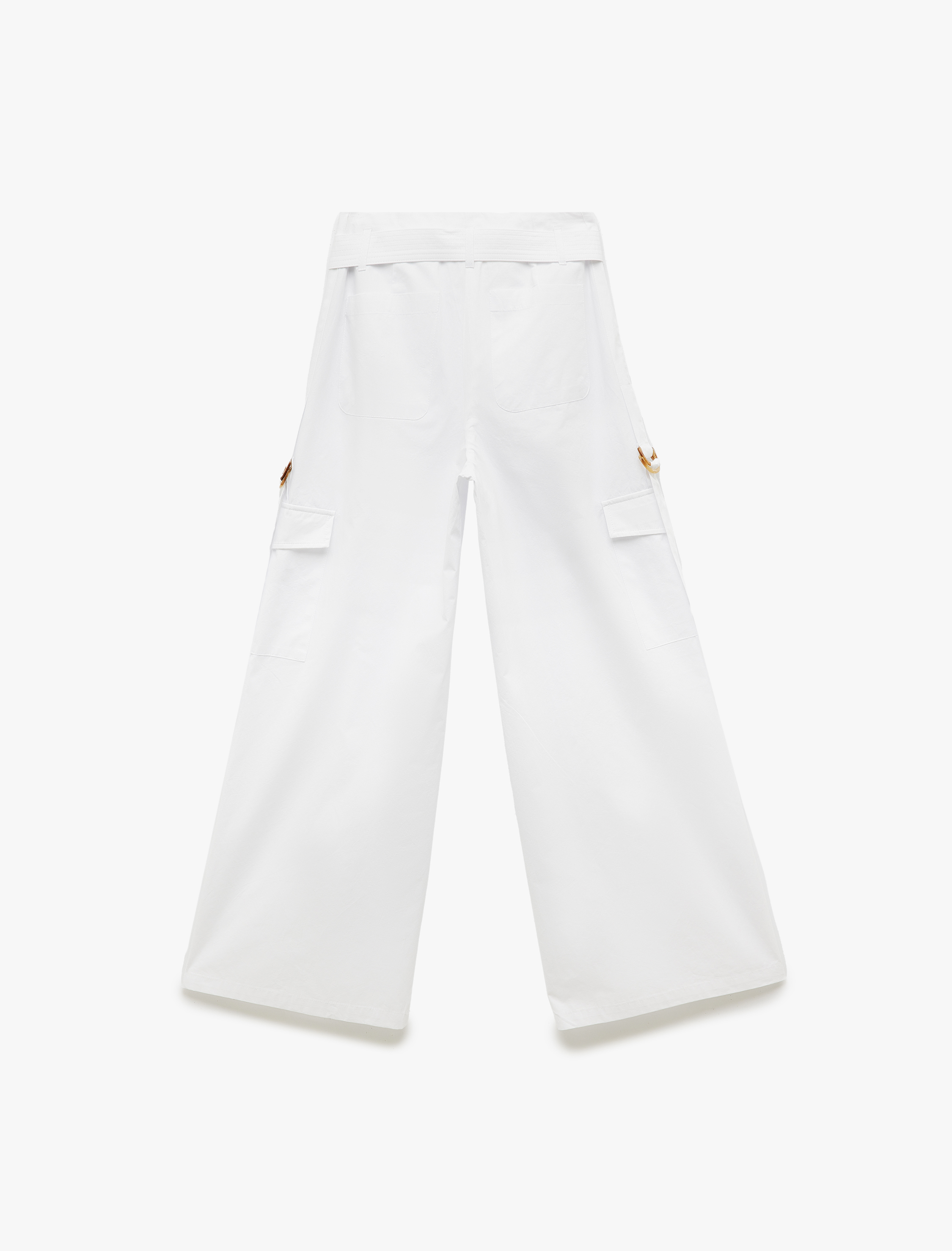   Pamuklu Kemerli Kargo Cep Detaylı Geniş Paça Pantolon