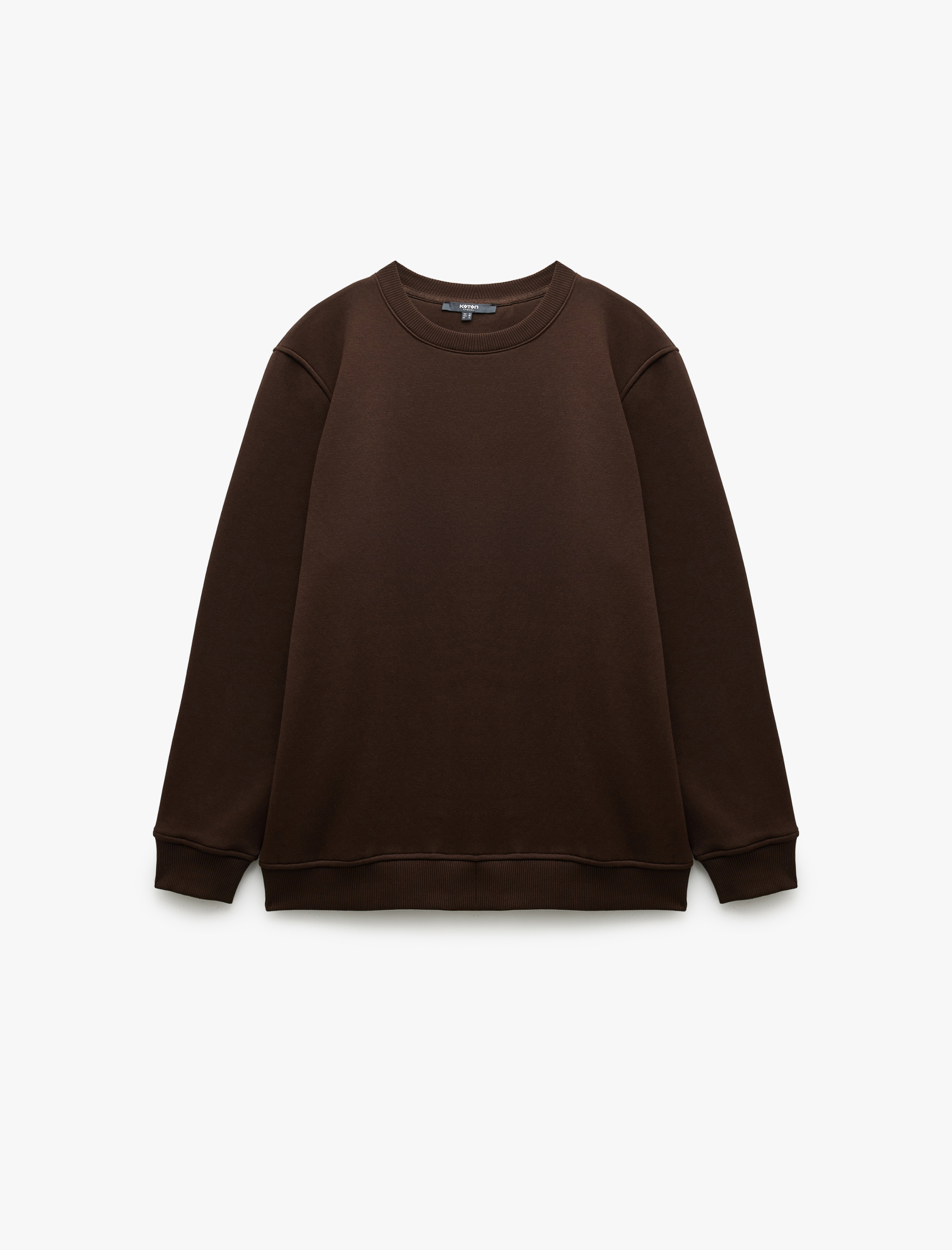   Pamuklu Uzun Kollu Şardonlu Bisiklet Yaka Erkek Basic Sweatshirt