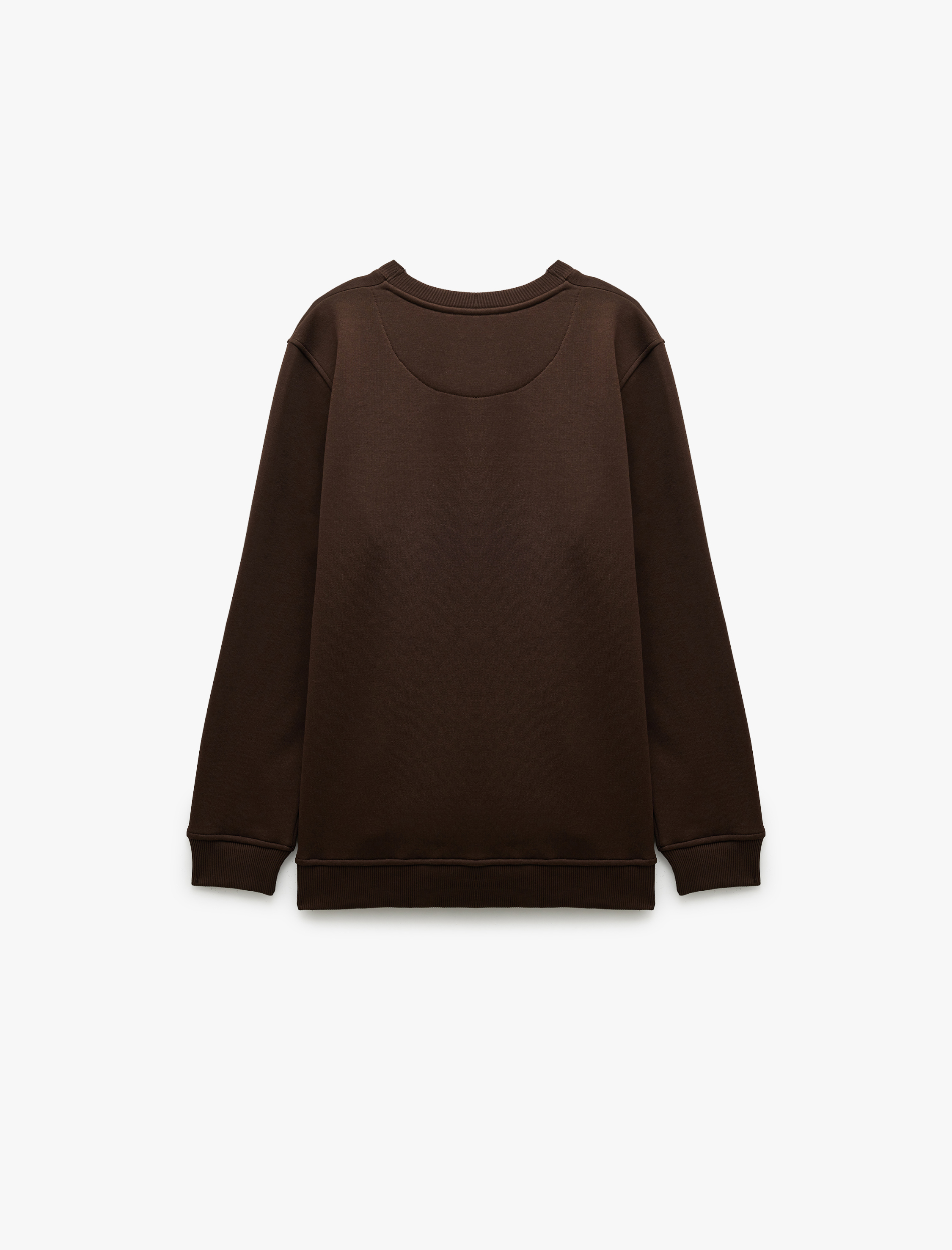   Pamuklu Uzun Kollu Şardonlu Bisiklet Yaka Erkek Basic Sweatshirt