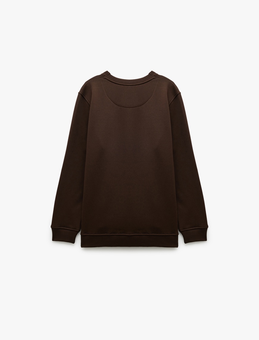   Pamuklu Uzun Kollu Şardonlu Bisiklet Yaka Erkek Basic Sweatshirt