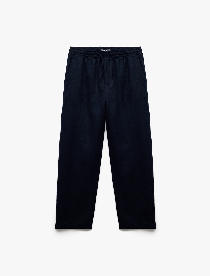   Beli Bağcıklı Regular Fit Chino Keten Pantolon