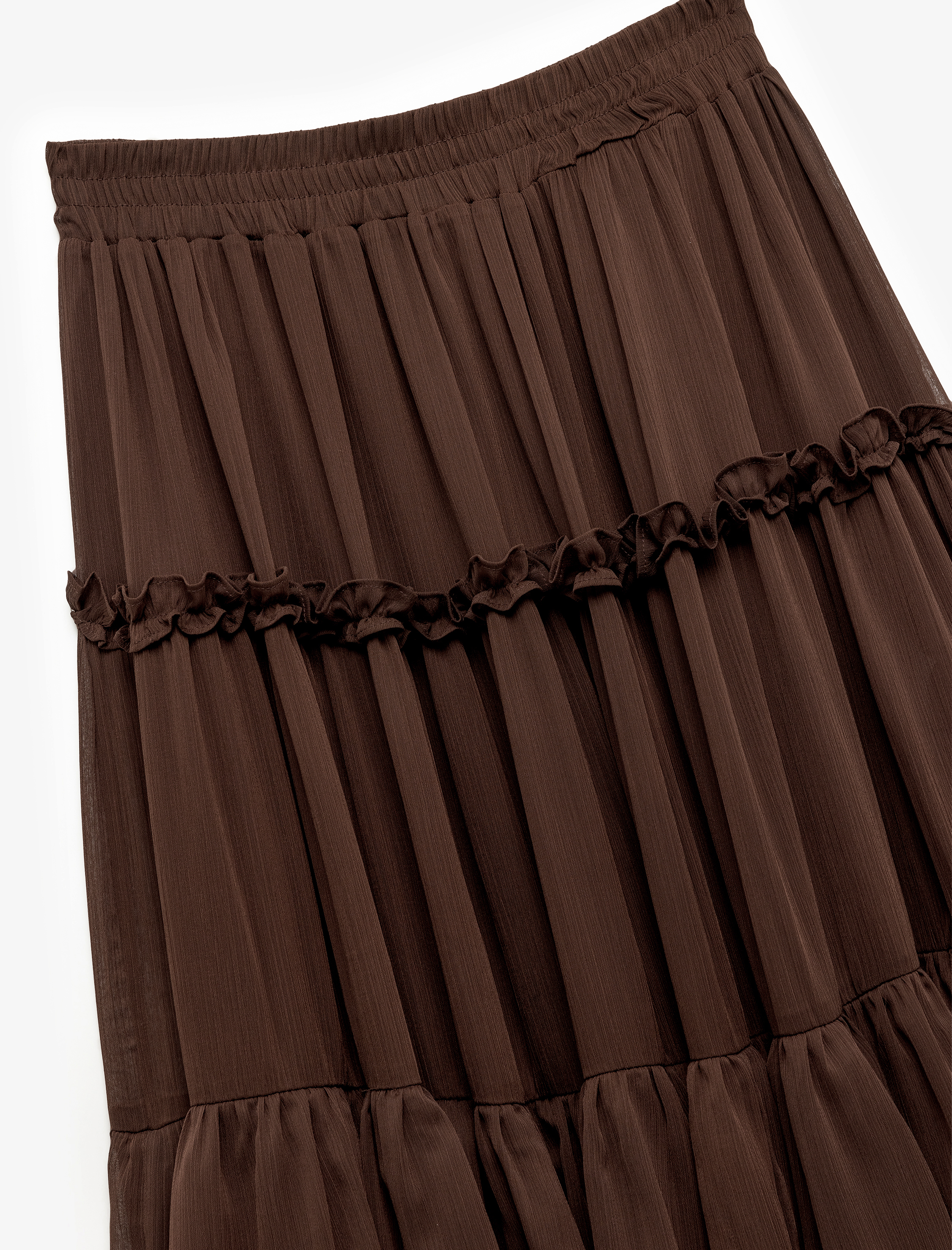   Standart Bel Astarlı Kat Kat Tül Uzun Fırfırlı Etek