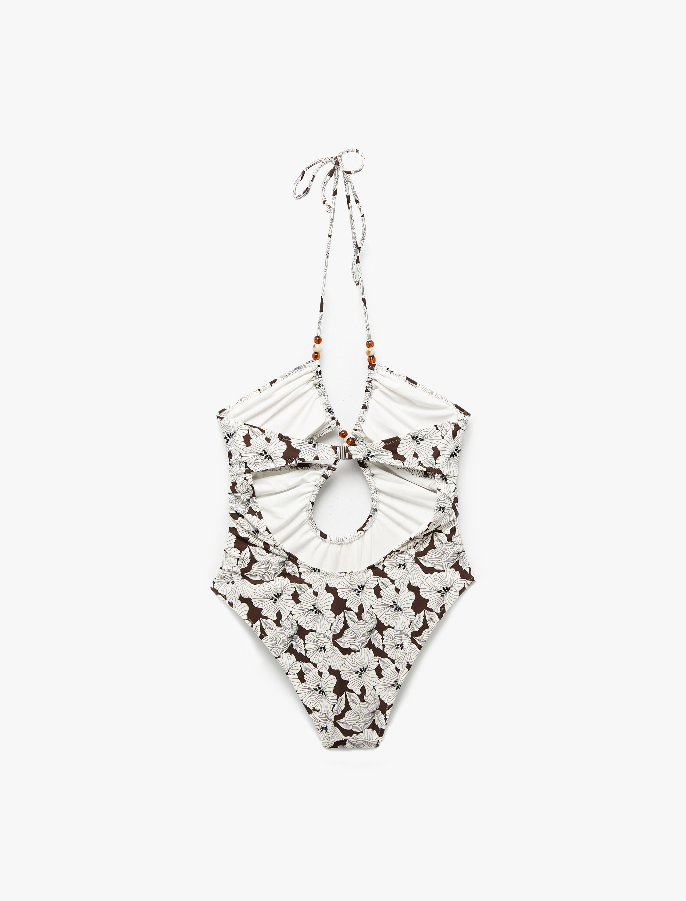   Boncuklu İp Askılı Çiçekli Mayokini