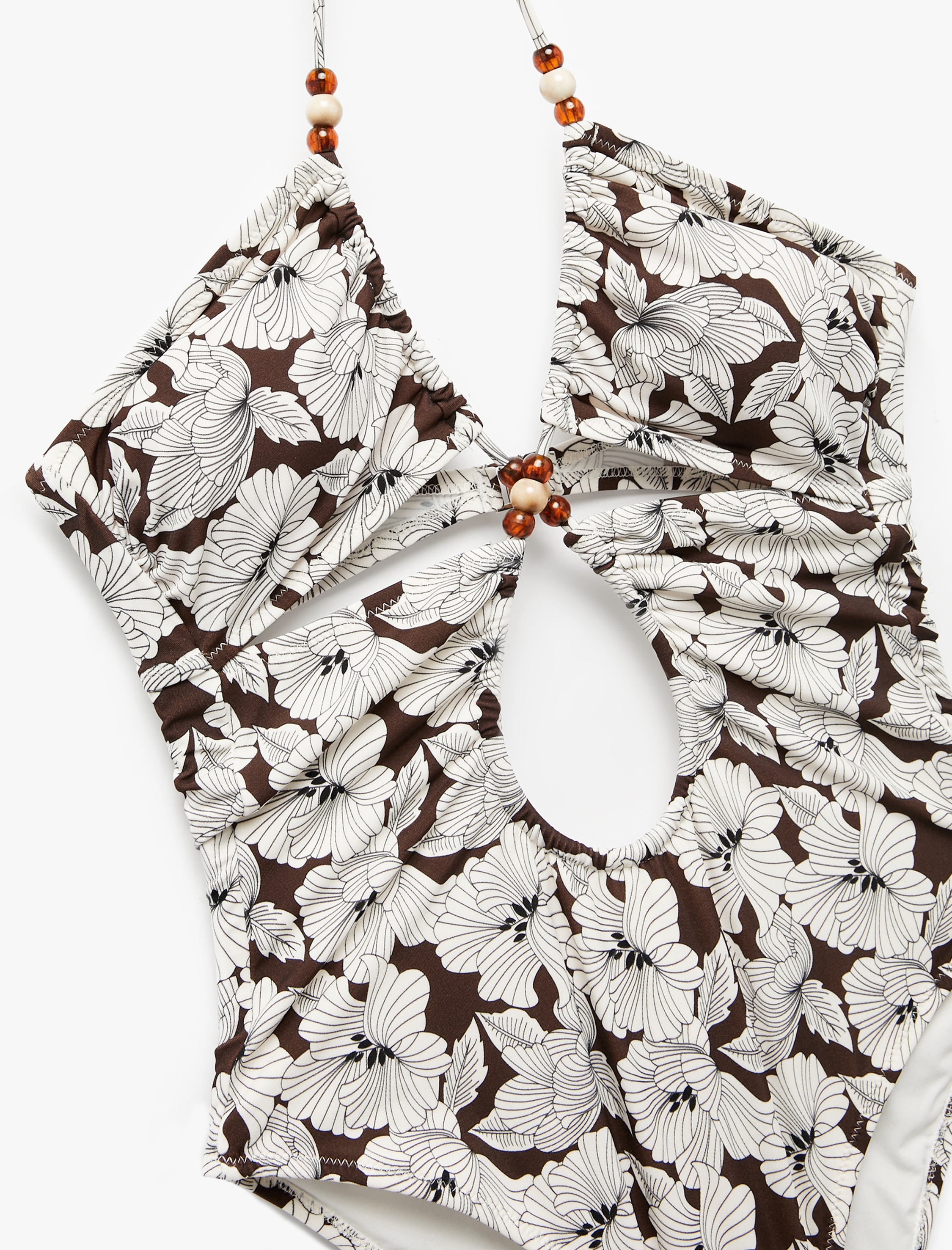   Boncuklu İp Askılı Çiçekli Mayokini