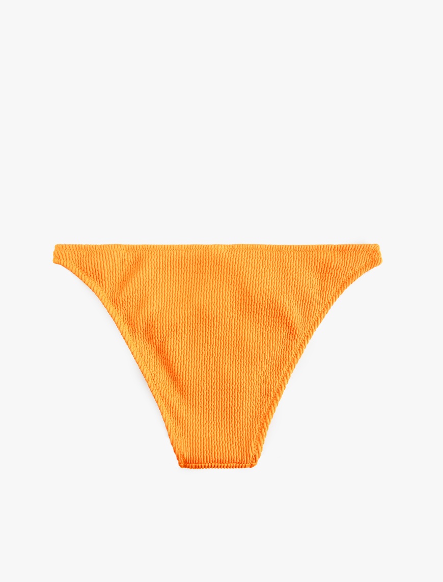   Asimetrik Bel Detaylı Dokulu Brazilian Bikini Altı