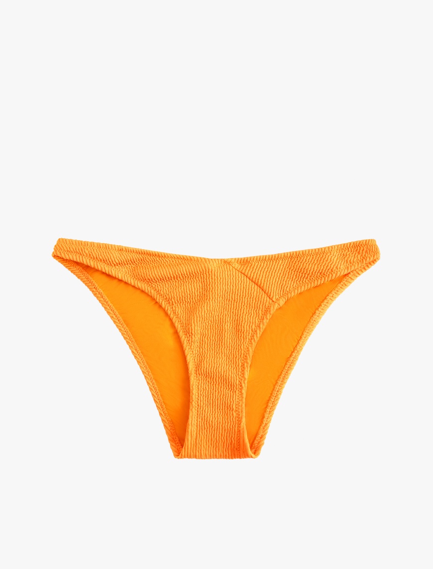   Asimetrik Bel Detaylı Dokulu Brazilian Bikini Altı