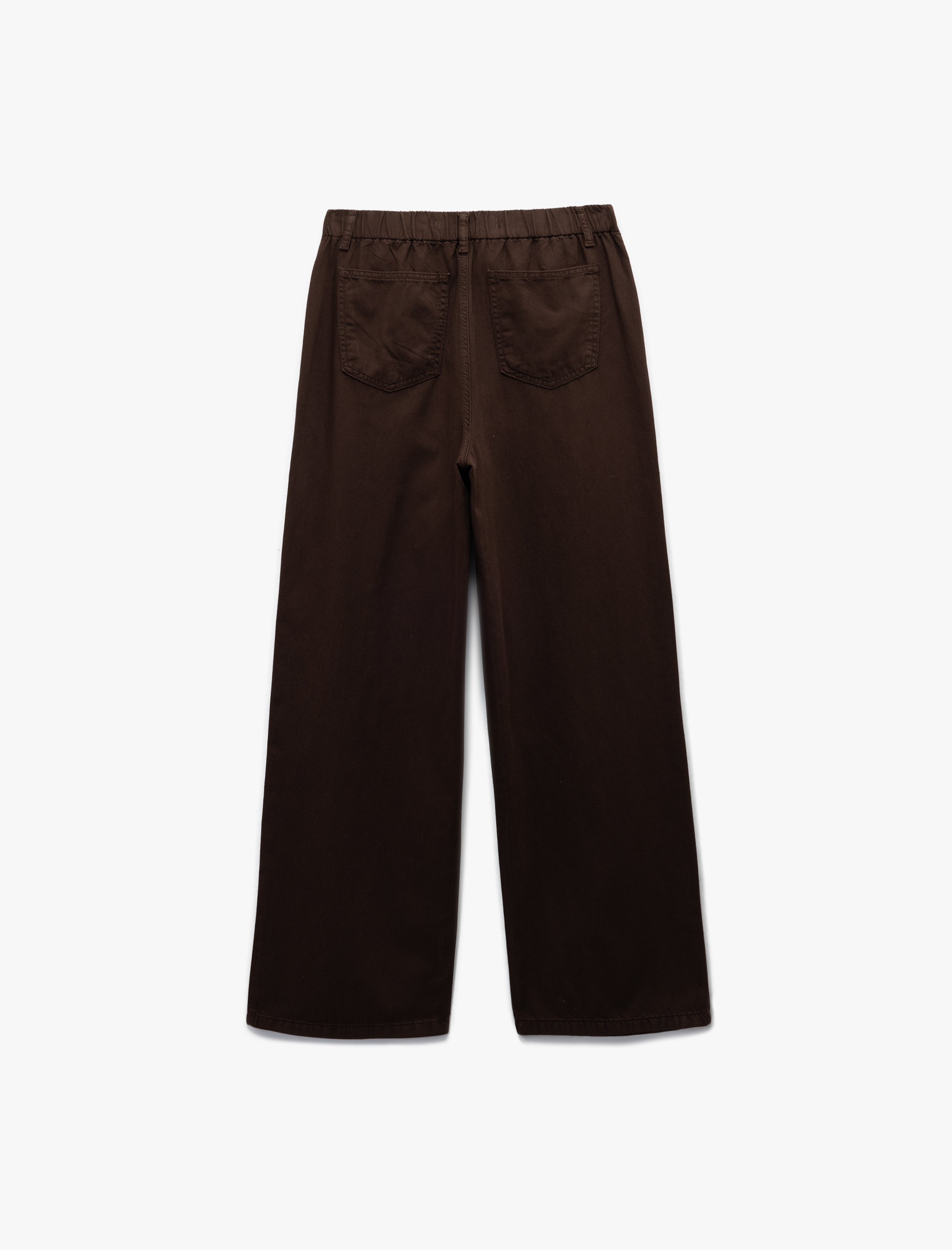   Beli Bağcıklı Pamuklu Düz Paça Cepli Pantolon - Loose Straight Fit Jeans