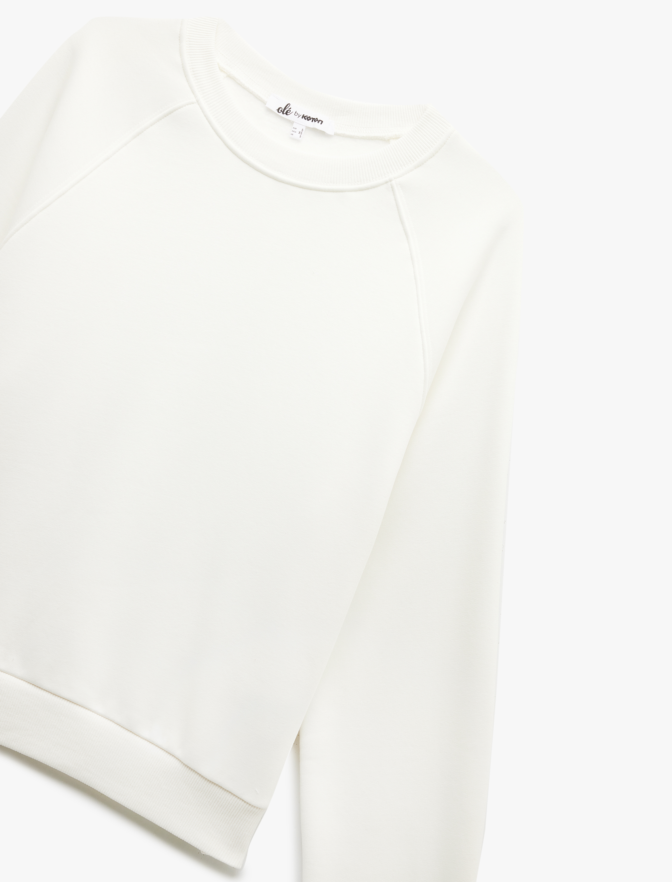   Şardonlu Uzun Kollu Bisiklet Yaka Basic Oversize Sweatshirt