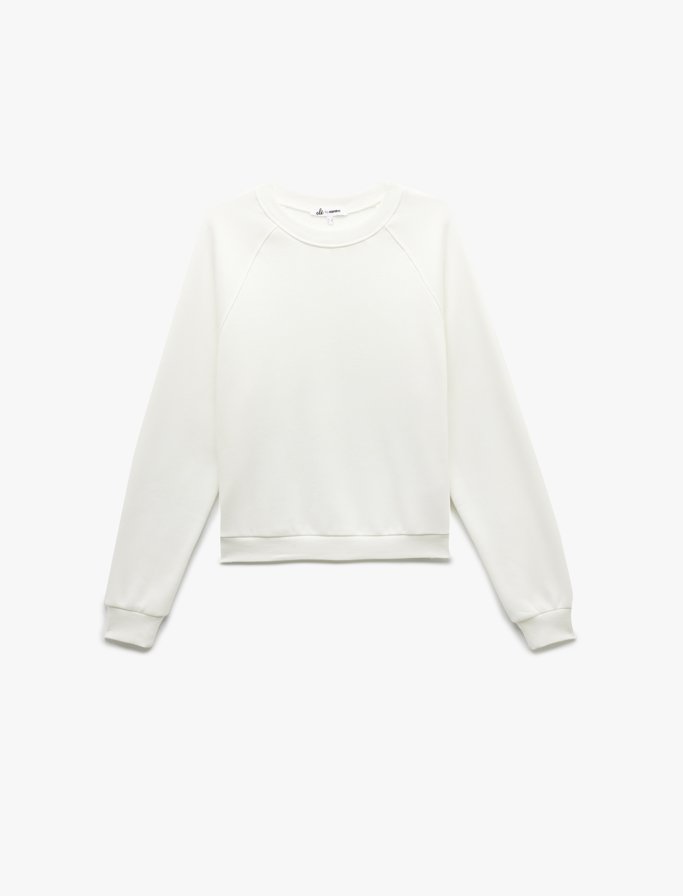   Şardonlu Uzun Kollu Bisiklet Yaka Basic Oversize Sweatshirt