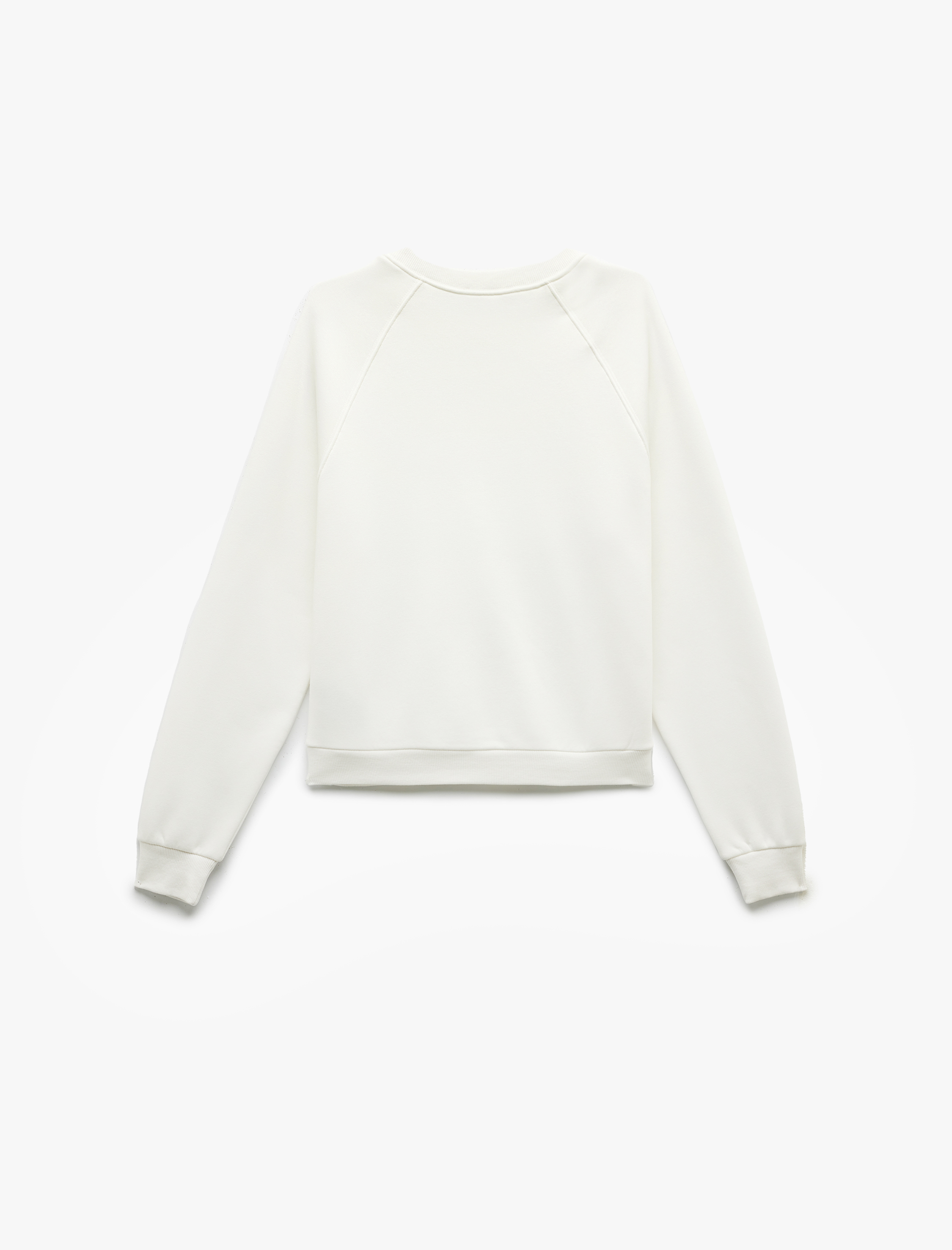  Şardonlu Uzun Kollu Bisiklet Yaka Basic Oversize Sweatshirt