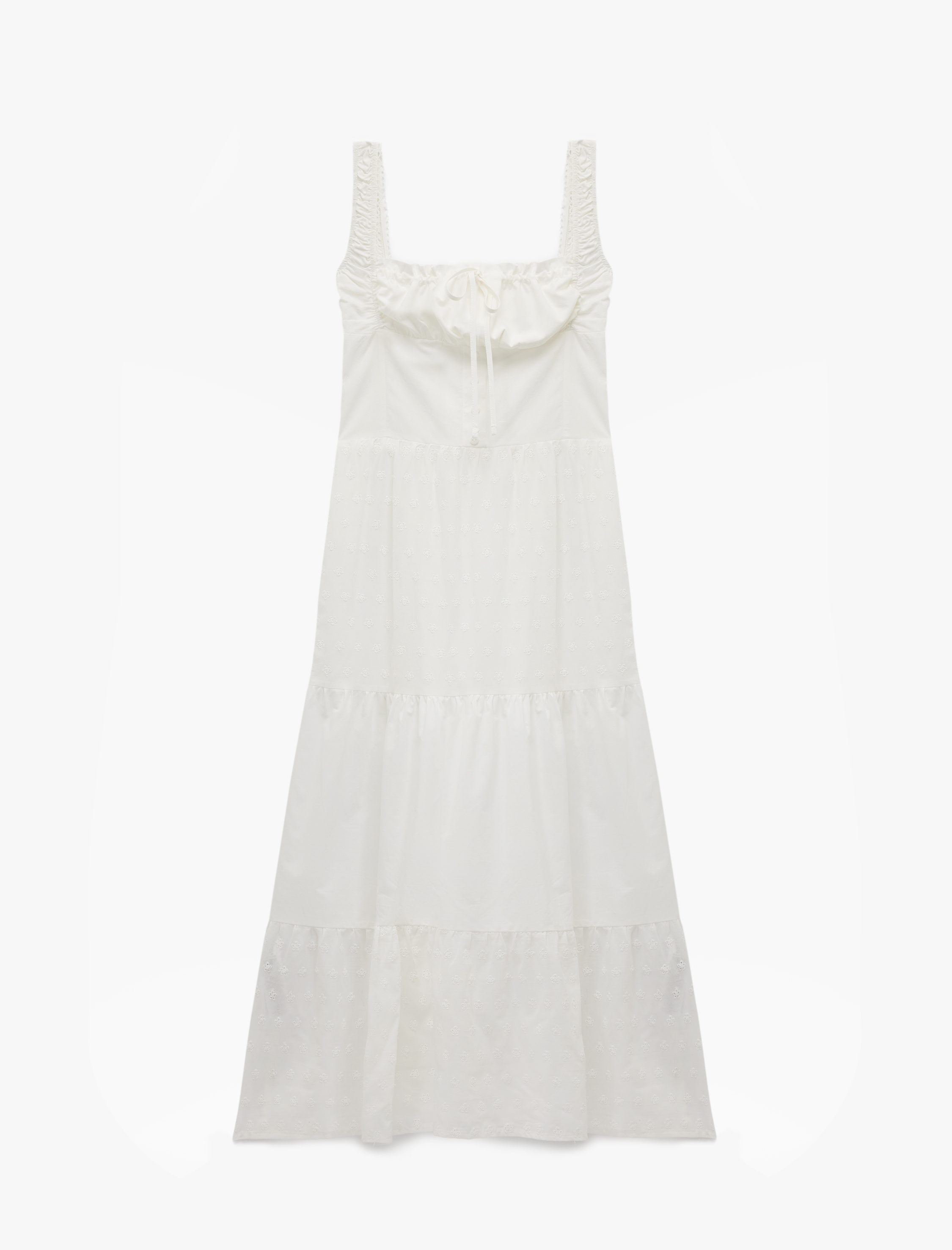   Kolsuz U Yaka Fiyonklu Bağcıklı Astarlı Uzun Fisto Elbise