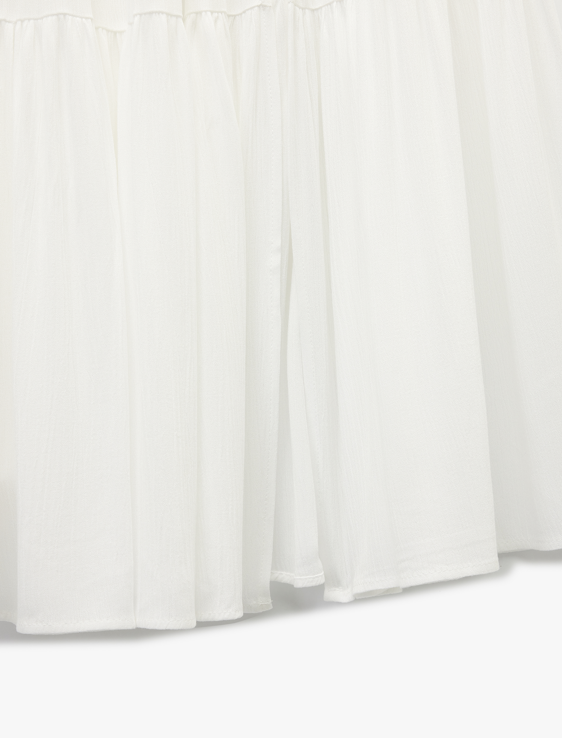   Keten Karışımlı Katlı Dokulu Beli Bağlamalı Lastikli Midi Kloş Etek