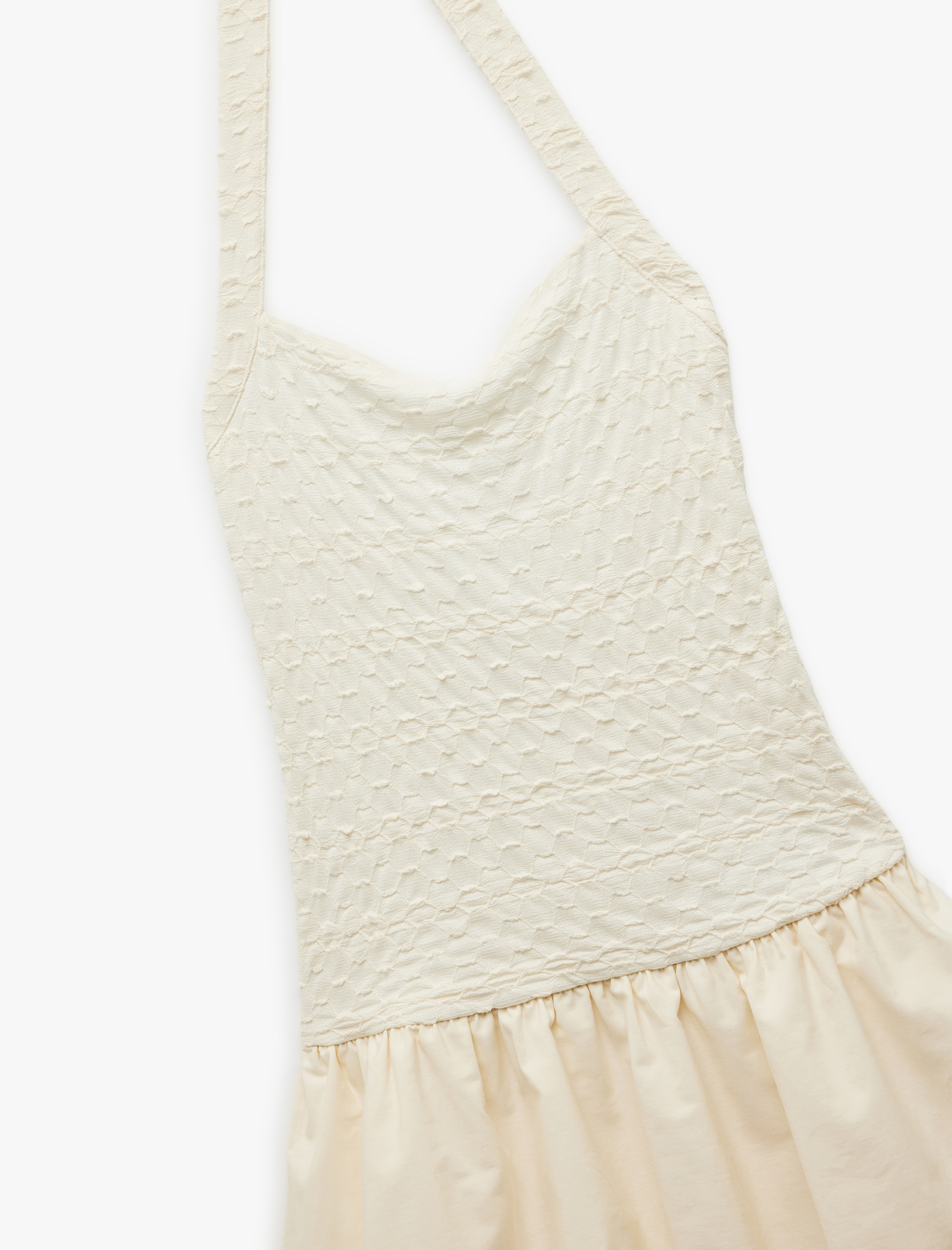 Kare Yaka Kolsuz Halter Yaka Mini Balon Elbise