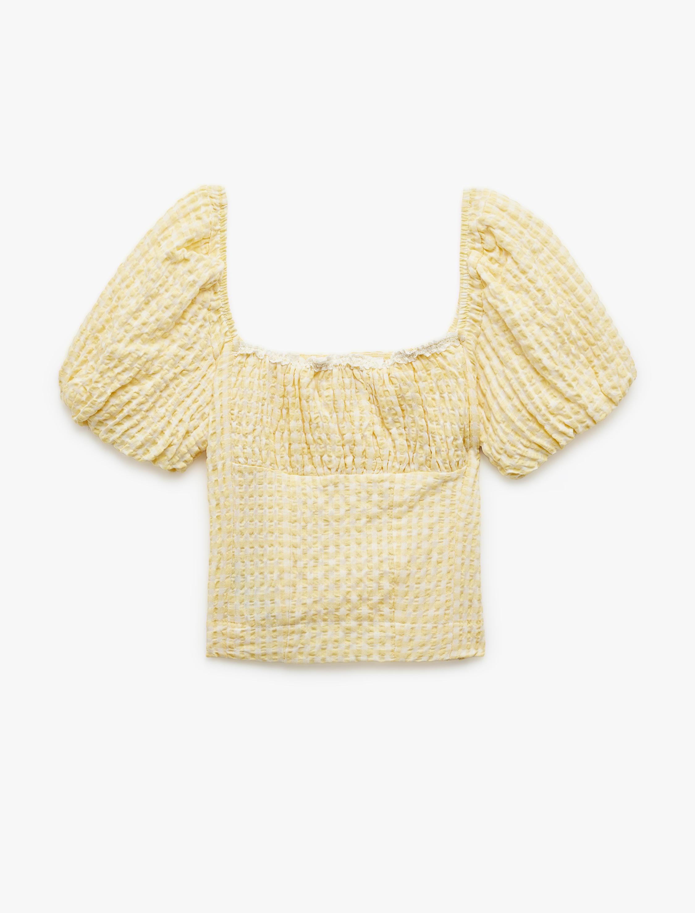   Dantel Detaylı Kısa Kollu Slim Fit Dokulu Kayık Yaka Pötikareli Bluz