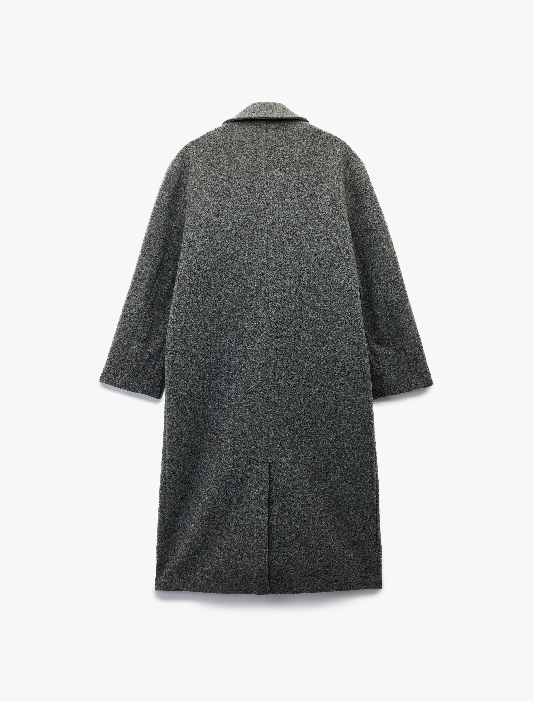   Cepli Düğmeli Uzun Kollu Kruvaze Uzun Kaşe Kaban