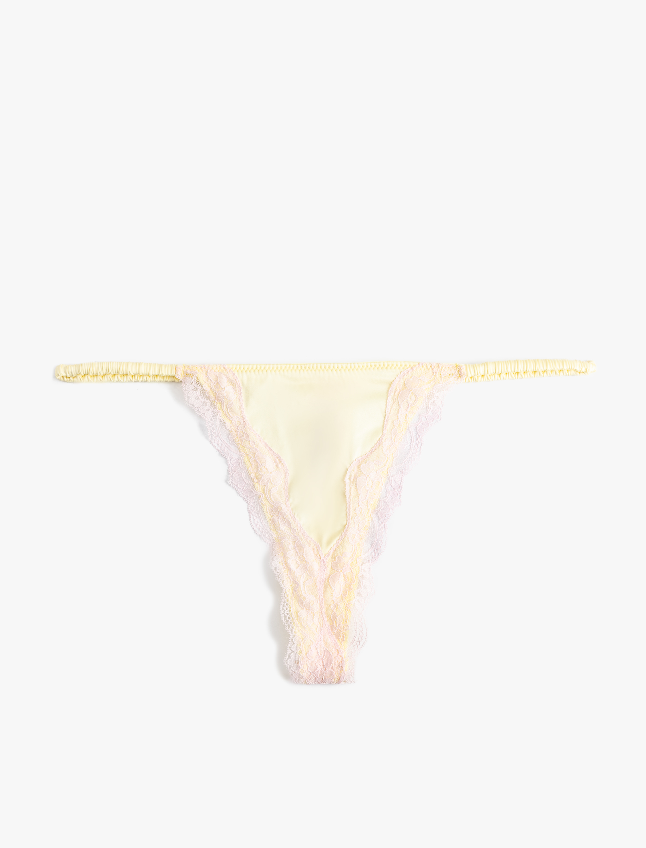   Rahat Kalıp Fiyonk Detaylı Dantelli Saten String Külot