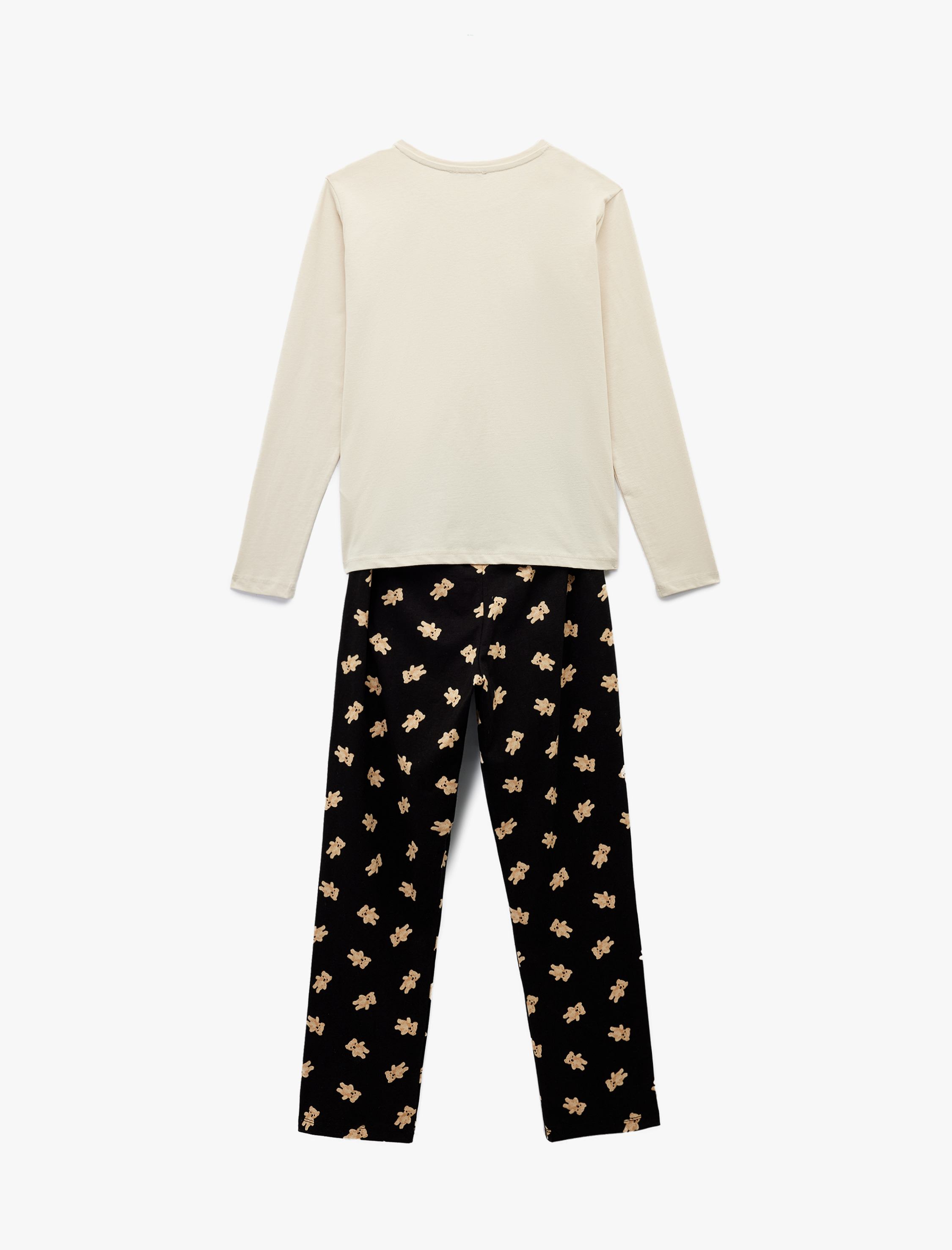   Pamuklu Uzun Kollu Ayıcık Baskılı Pijama Takımı