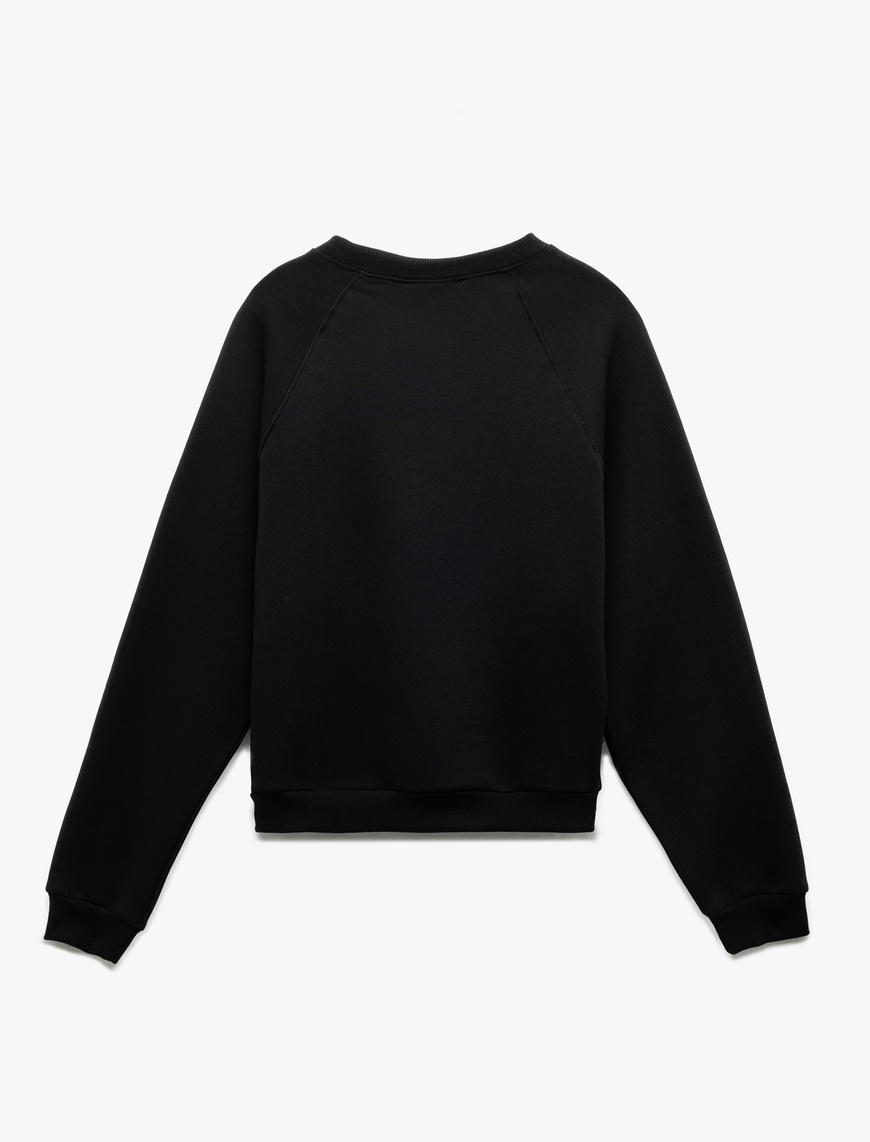   Pamuklu Bisiklet Yaka Şardonlu Sweatshirt
