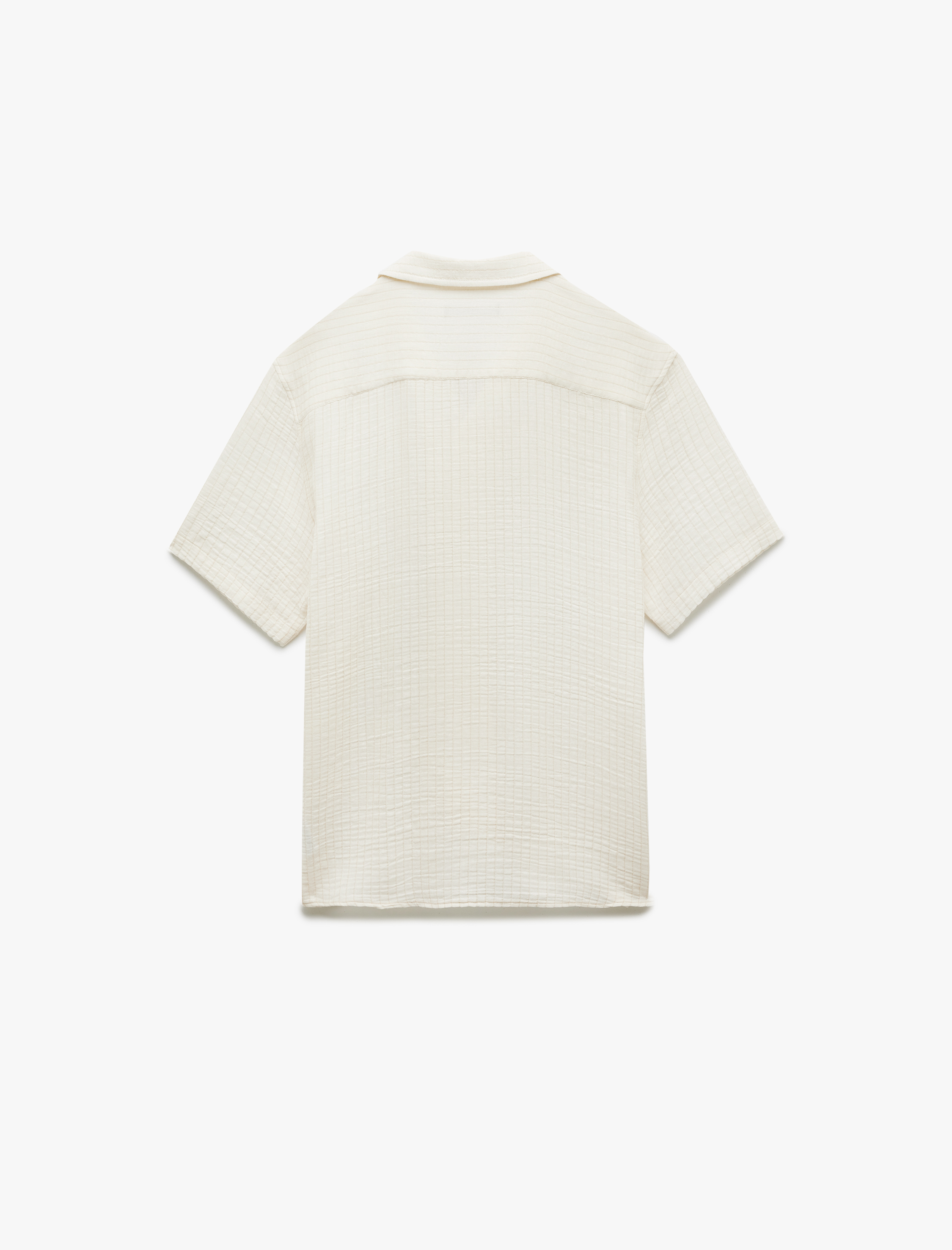   Kısa Kollu Devrik Yaka Regular Fit Düğmeli Pamuklu Müslin Gömlek