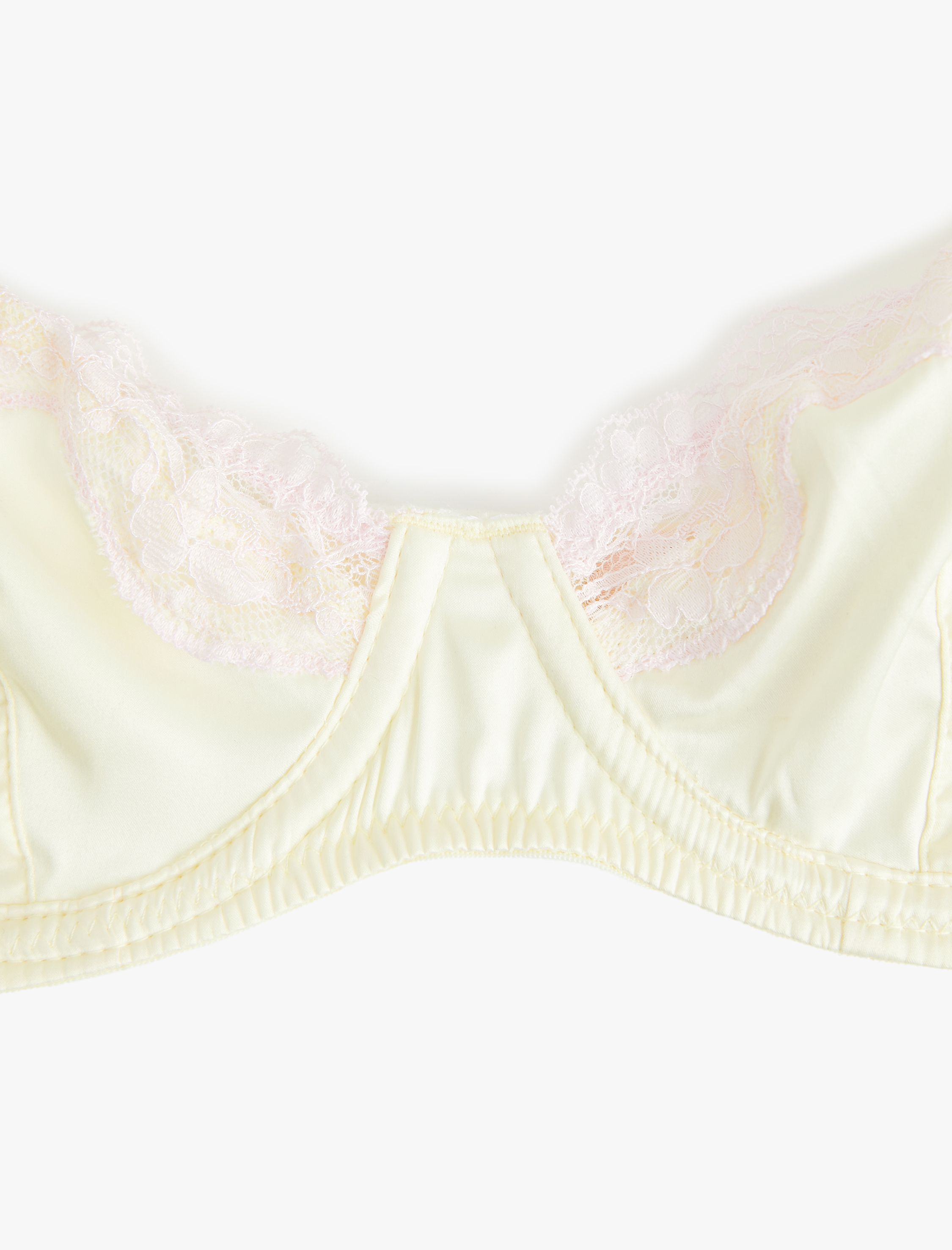   Dantel Detaylı Desteksiz Balenli Saten Sütyen