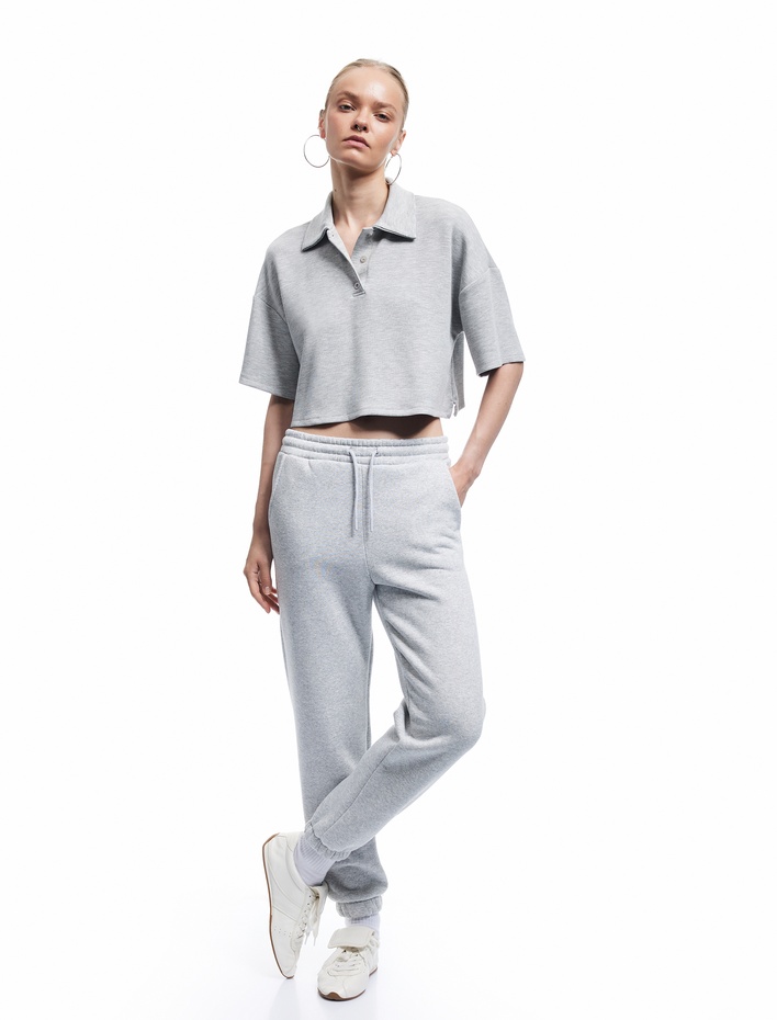  Şardonlu Cepli Beli Bağcıklı Rahat Kalıp Jogger Eşofman Altı