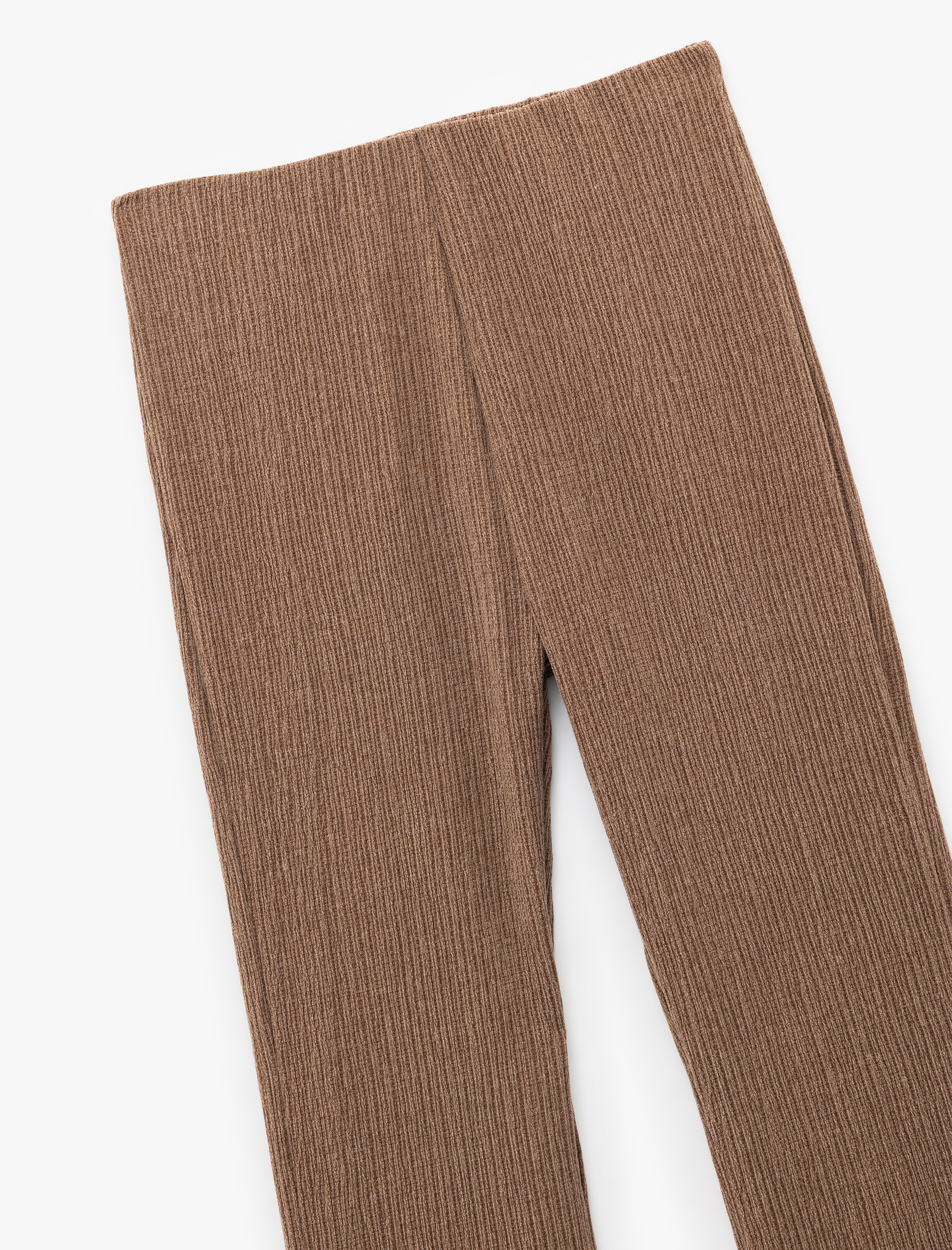 Yüksek Bel Bürümcük Viskon Karışımlı İspanyol Paça Tayt Pantolon