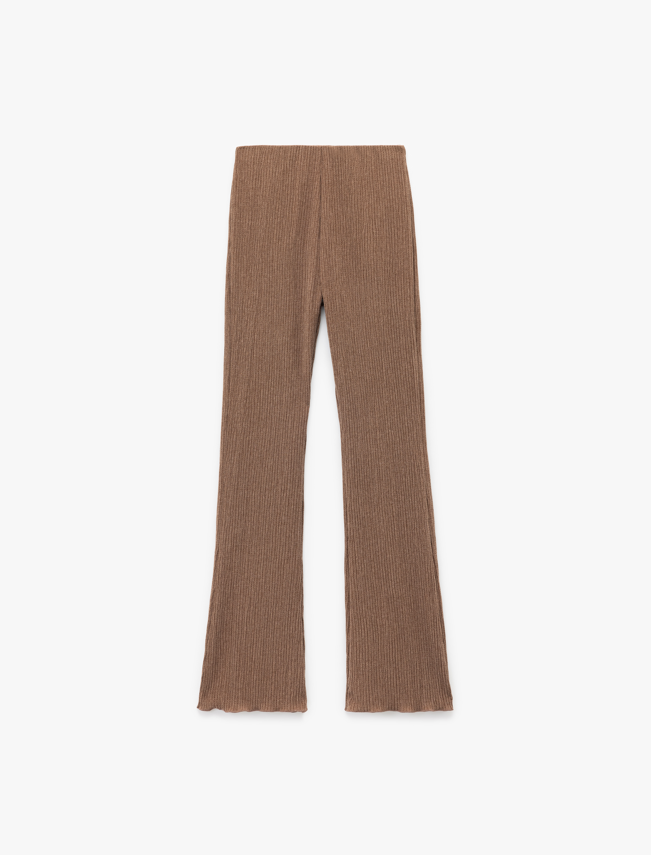 Yüksek Bel Bürümcük Viskon Karışımlı İspanyol Paça Tayt Pantolon