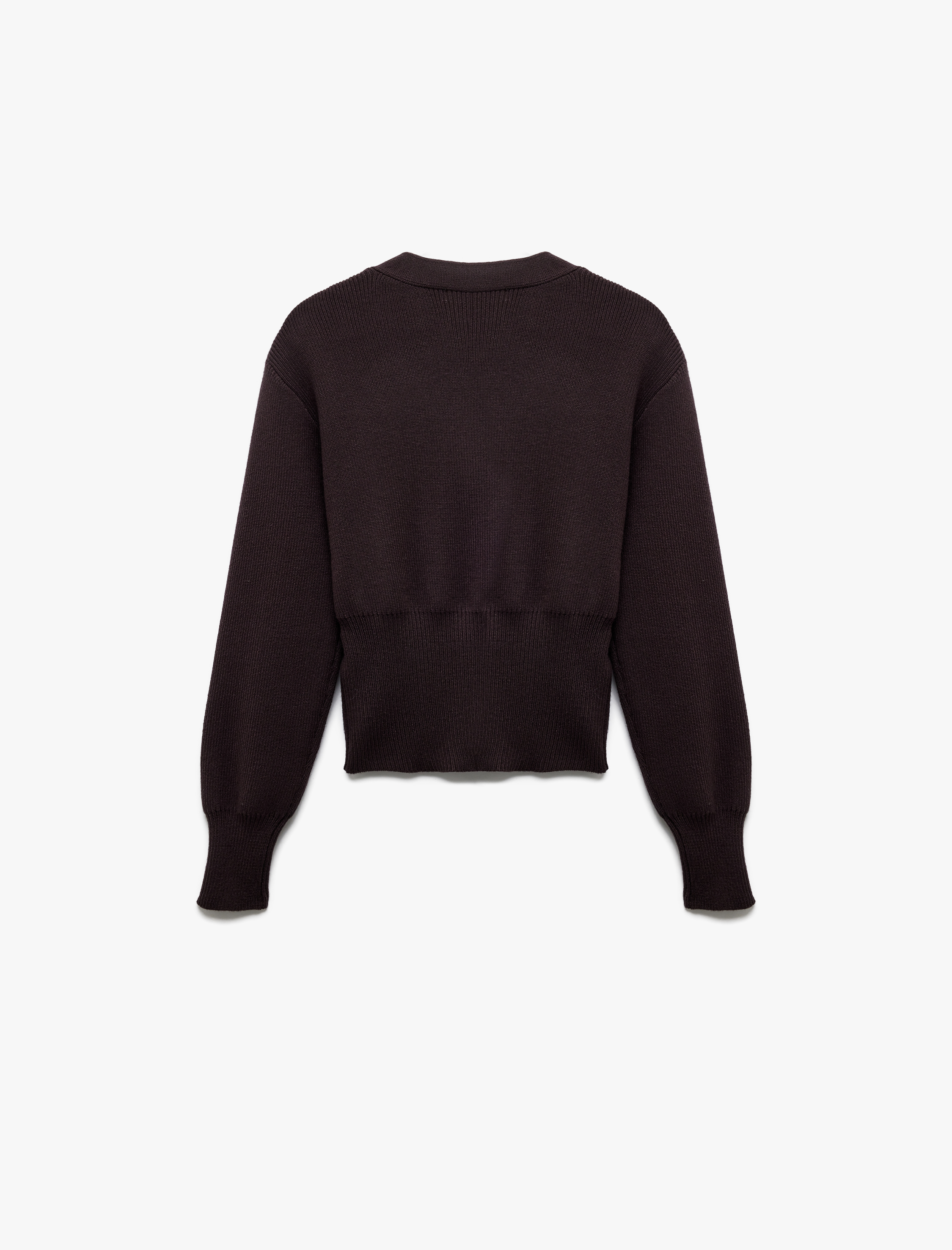   Viskon Karışımlı Düğmeli Uzun Kollu V Yaka Crop Hırka